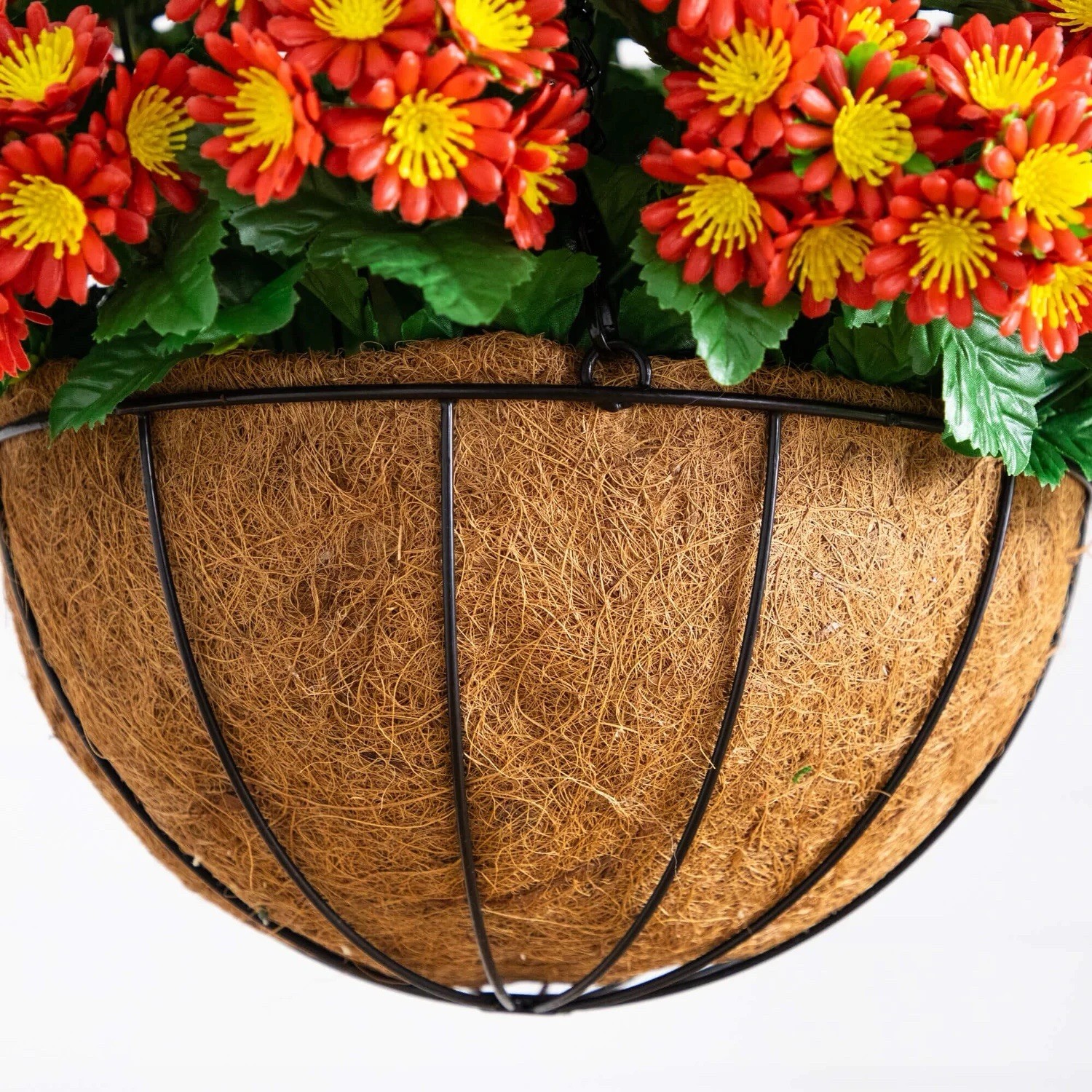 24” UV Resistant Artificial Chrysanthemum Hanging Basket Indoor/Outdoor