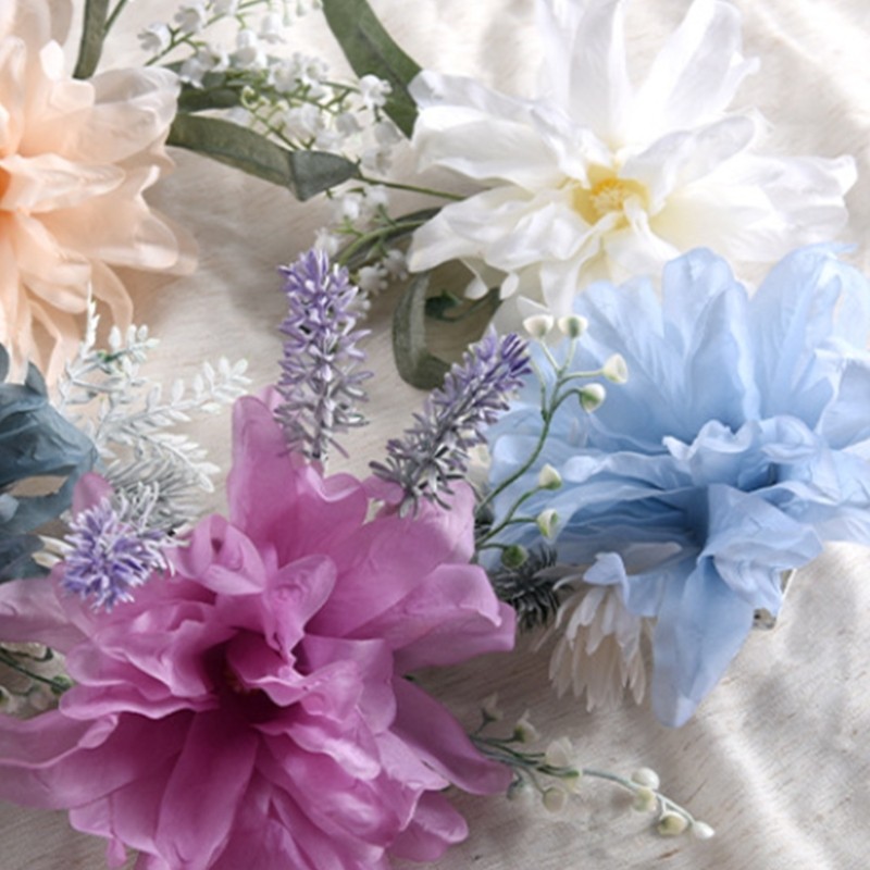 Elegant Silk Flower Arrangement Photography Window Curtain Decoration