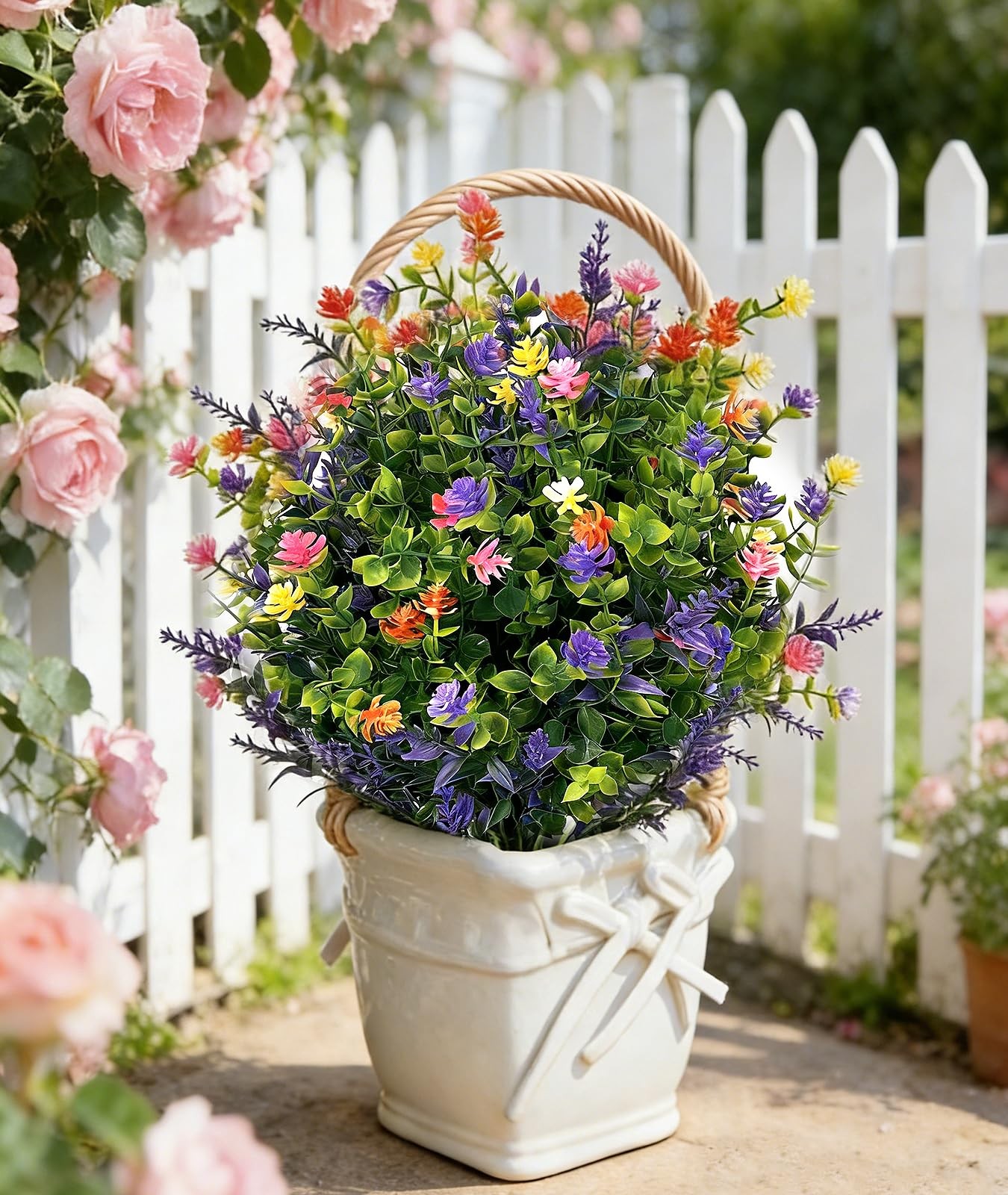 2 Pack Artificial Petunia Flowers in Pots – 23” Tall Realistic Faux Plants, …