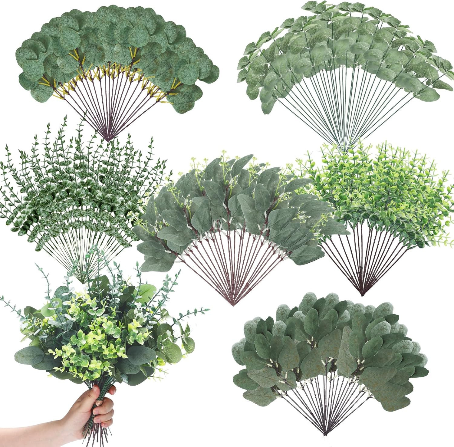 400 Pcs Faux Eucalyptus Leaves for Wedding Floral Arrangements