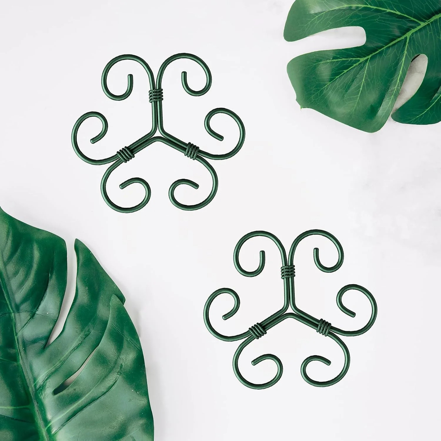 4PCS Green Iron Monstera Support, Uniquely Designed Plant Support Stakes for Ind