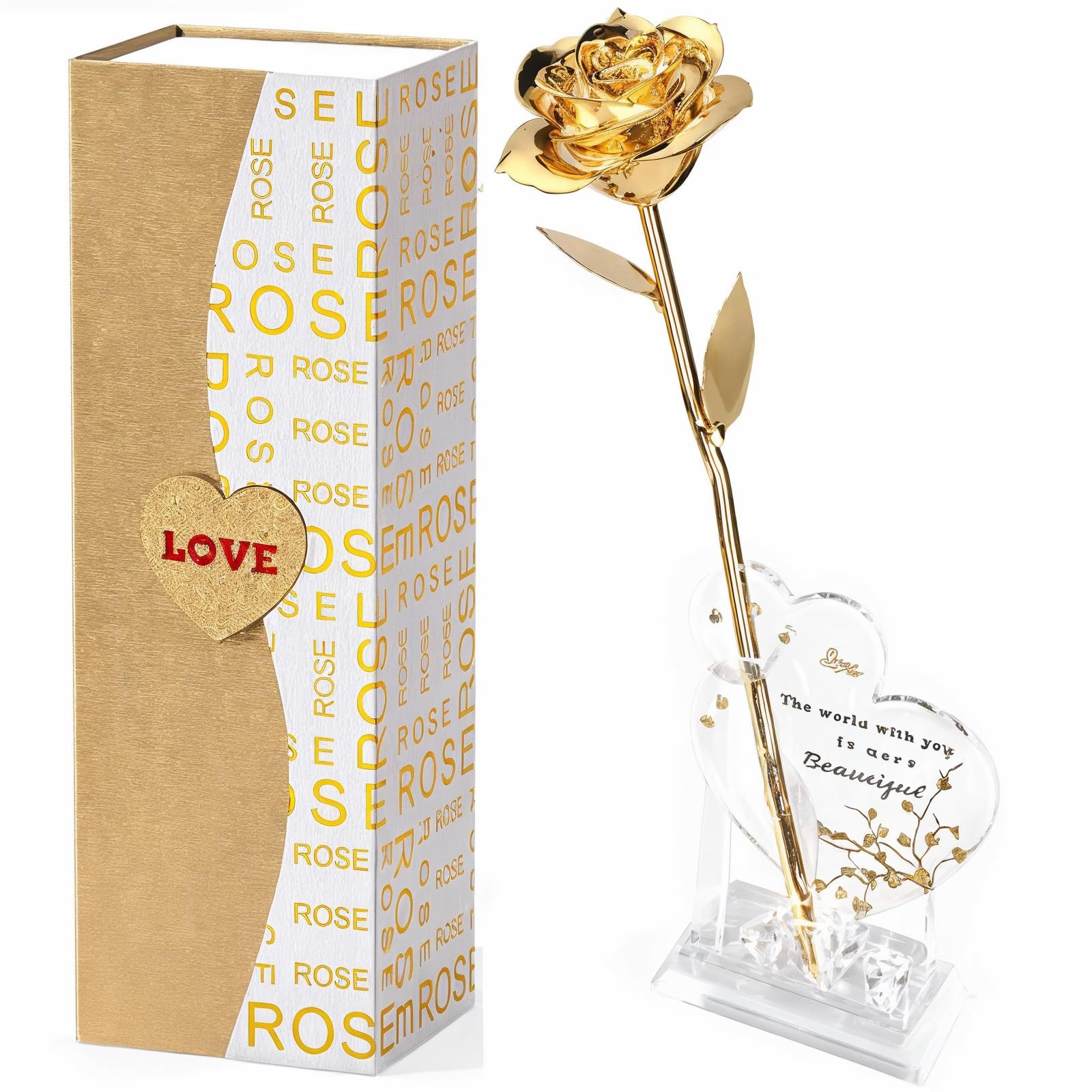 Mikasol Gold Dipped Real 24K Rose, 1 Pack Infinity Flower Decor
