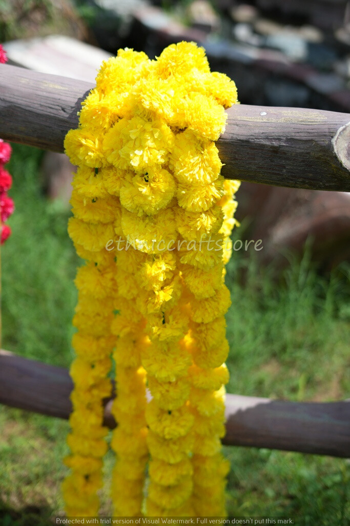 Diwali Indian Wedding Decoration 20 PCs Set Artificial Marigold Flower Garlands