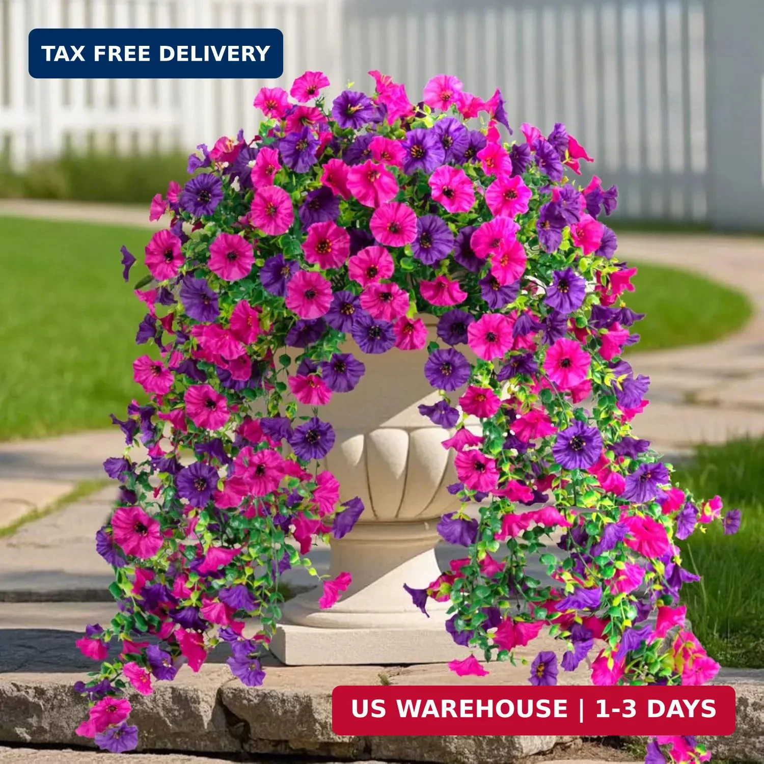 Fake Artificial Hanging Morning Glory Flowers for Outdoor Planters Porch Pation