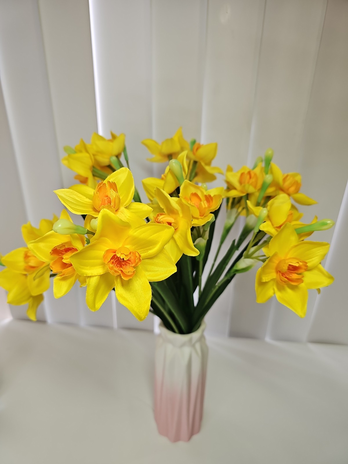 Artificial Daffodil Flowers 8 Stems Yellow Narcissus Faux Floral Decor No Vase