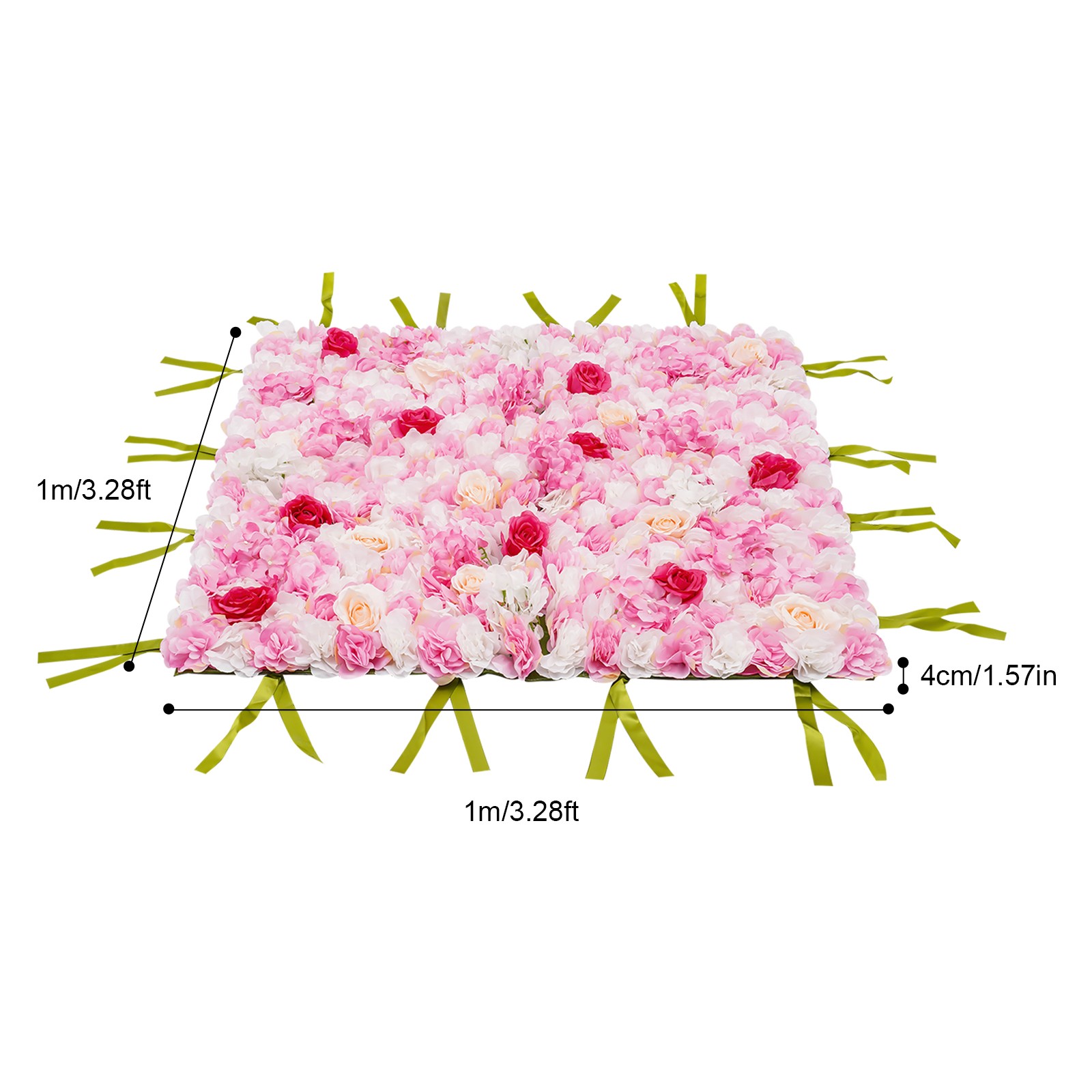 50*50*12cm Artificial Flower Wall Panel Flower Wall Mat Silk Rose Flower Panel