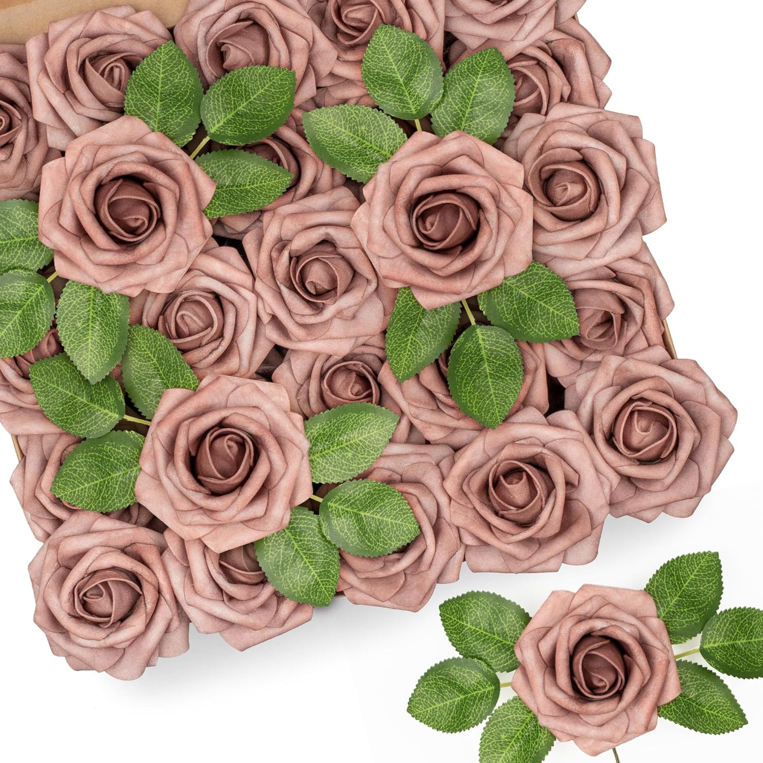 50 Pcs Artificial Roses Bulk Foam Fake Flowers Stems Wedding Bouquet Centerpiece