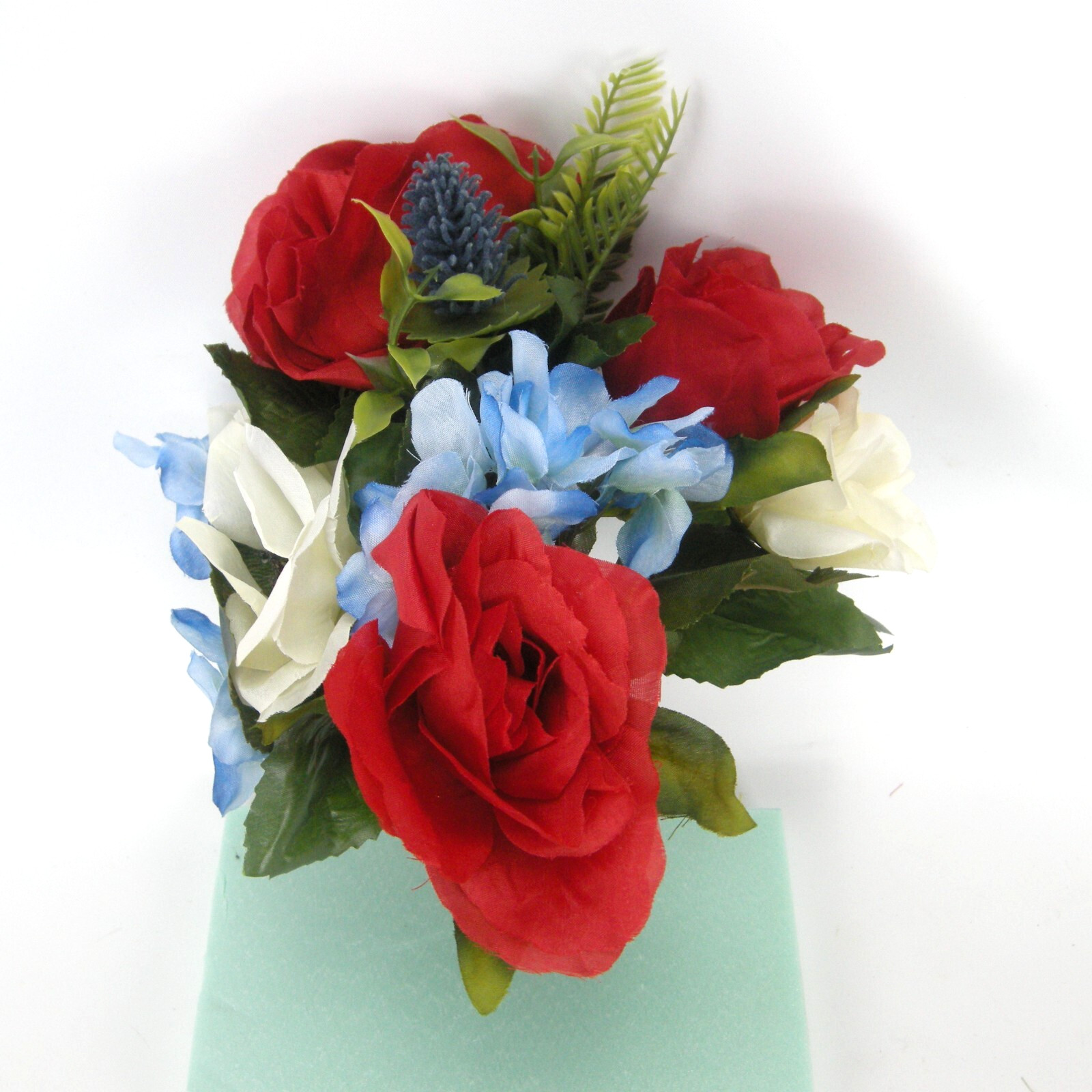 Silk Flower Lot of 12 Bushes 12″ Patriotic Red White Blue Florist Quality