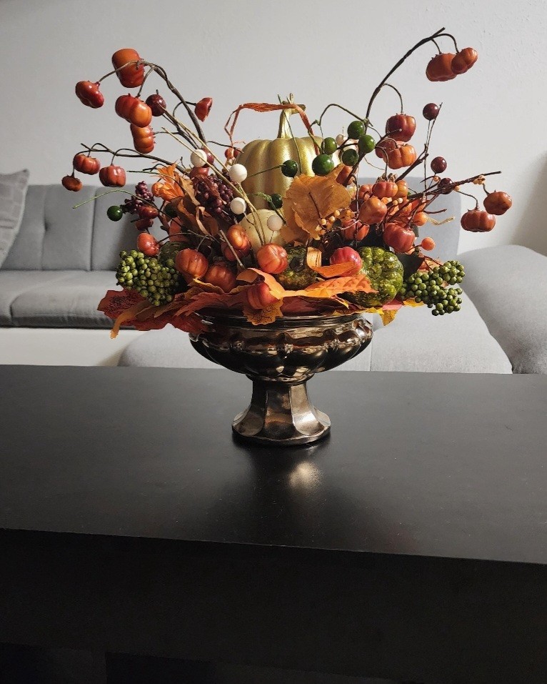 Fall Season Arrangement Flowers Mix Bouquet In Urn Vase