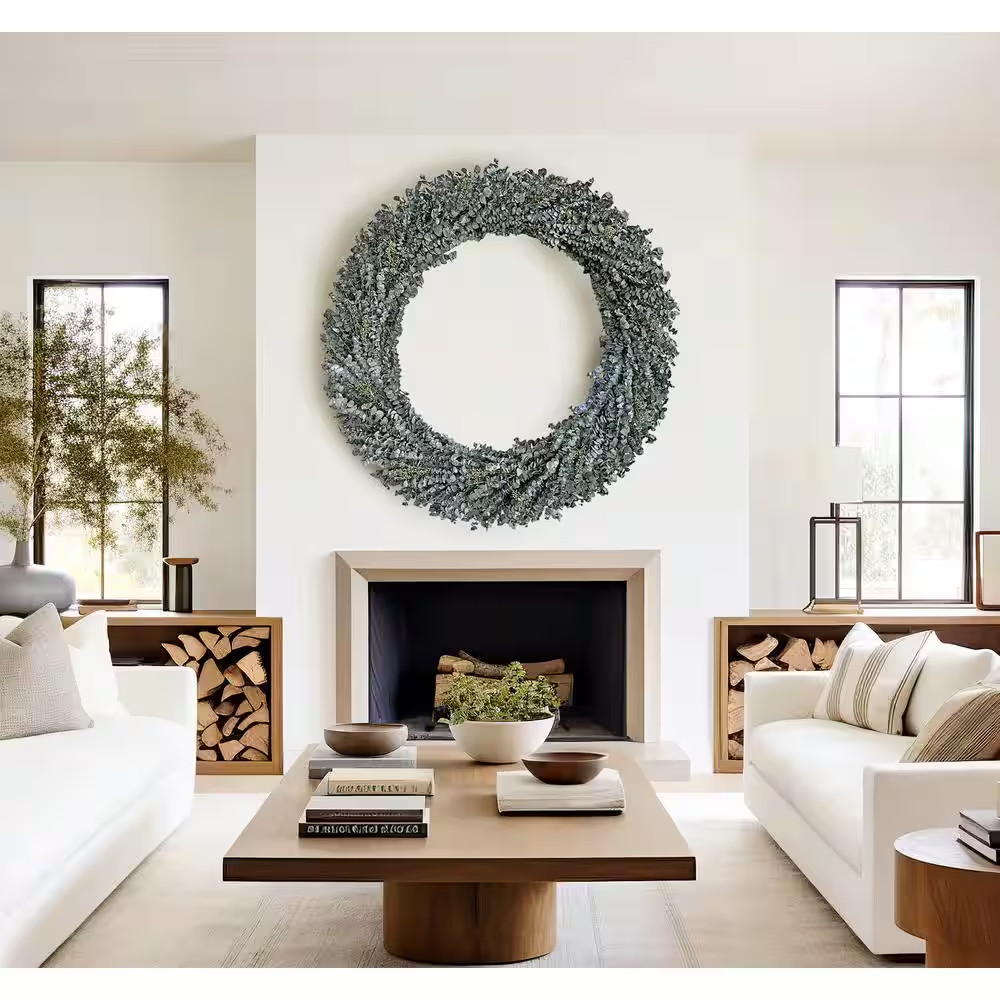 50 In. Non Artificial Preserved Eucalyptus Leaves Wreath