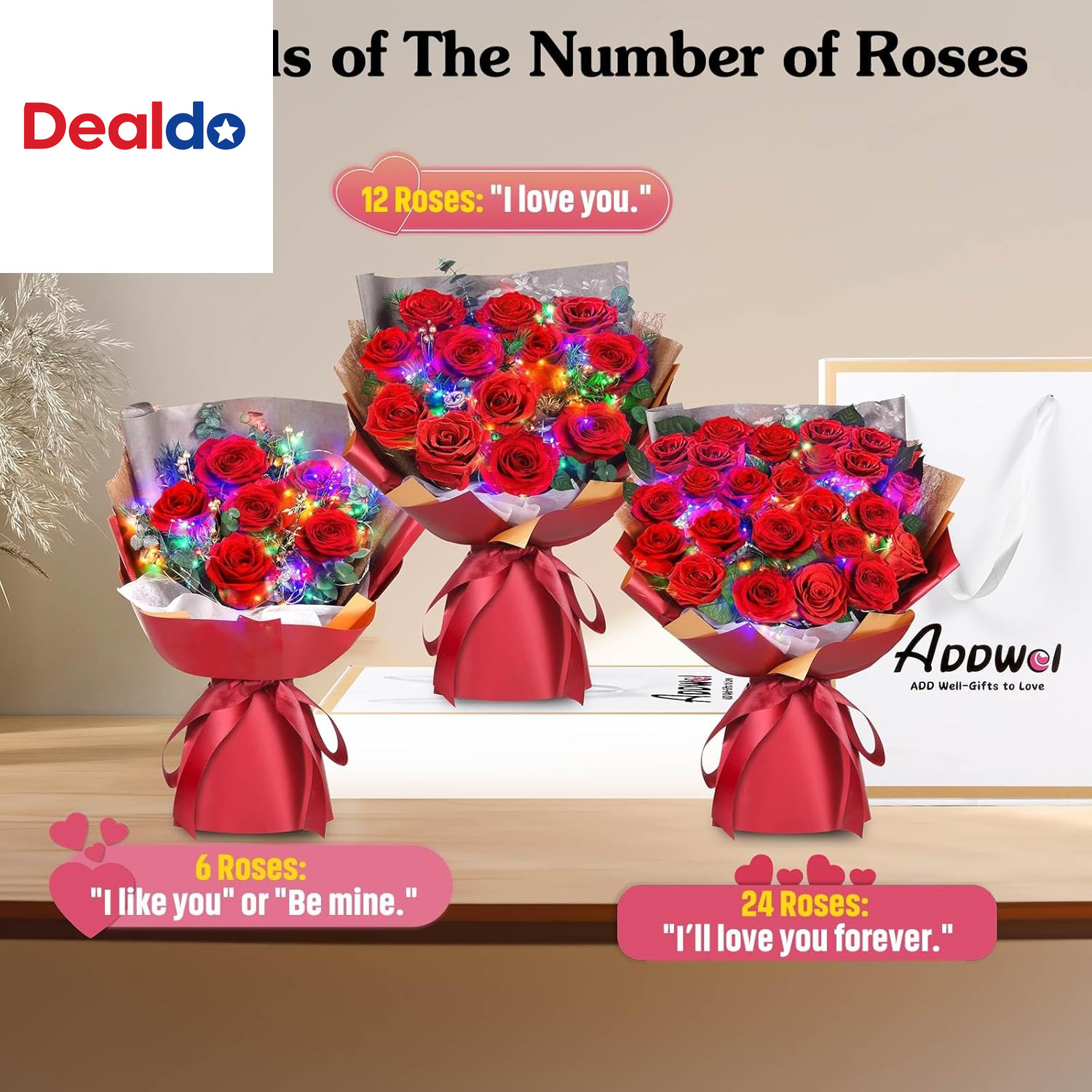 24 Preserved Real Red Rose Bouquet Long-Lasting Flowers for Her and Romantic Gif