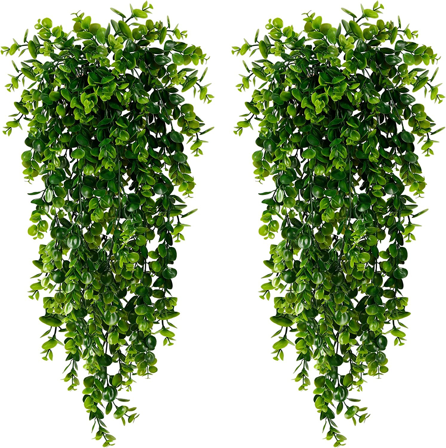 4 Pack Artificial Eucalyptus Plants UV Resistant Plastic Hanging Decor for Indoo