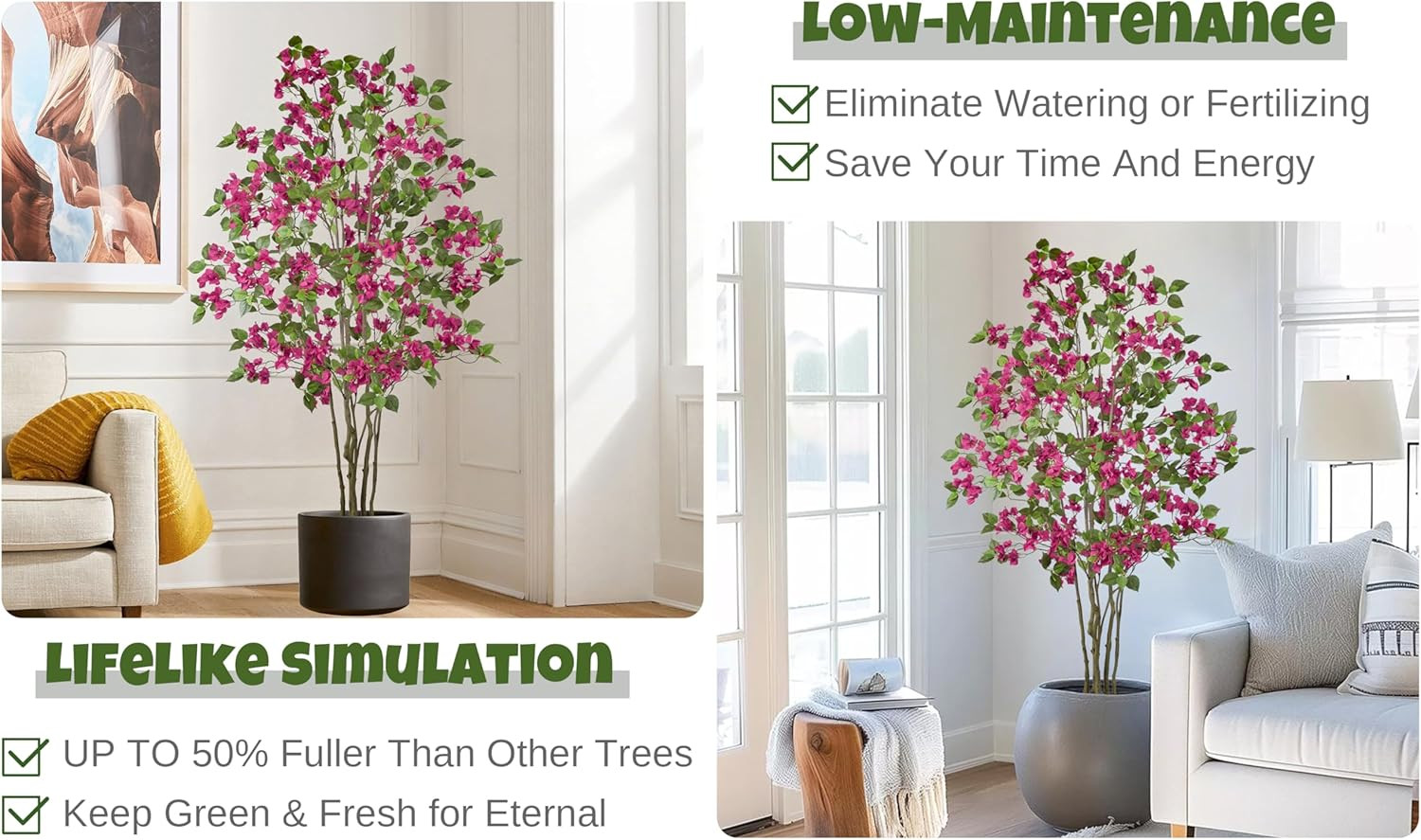 6FT Artificial Purple Bougainvillea Tree with 270 Flowers for Home Decor