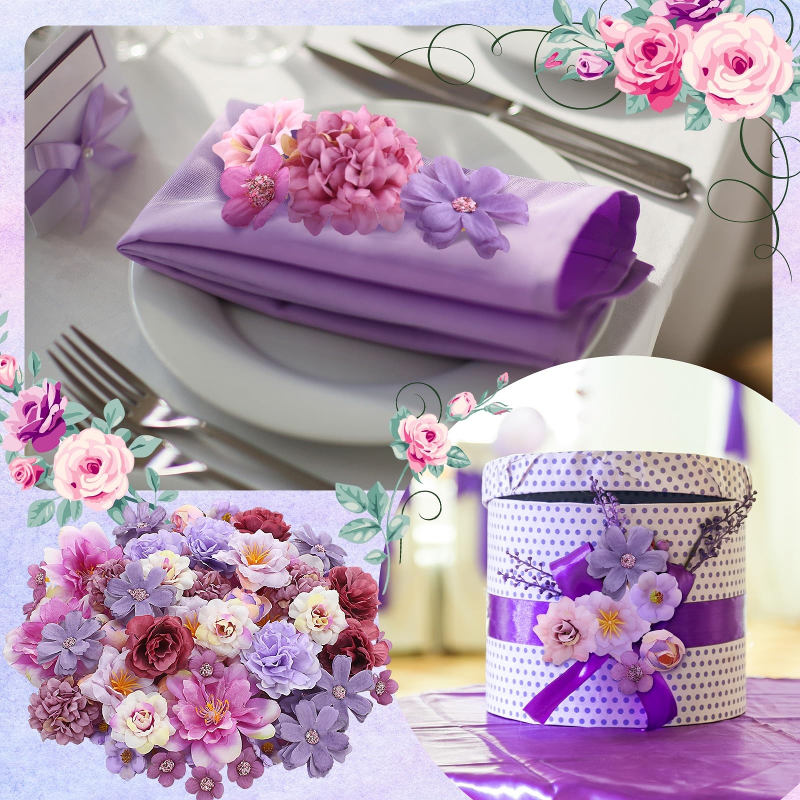 120 Pcs Artificial Flowers Bulk Mini Silk Flower for Crafts Fake Small Flower…