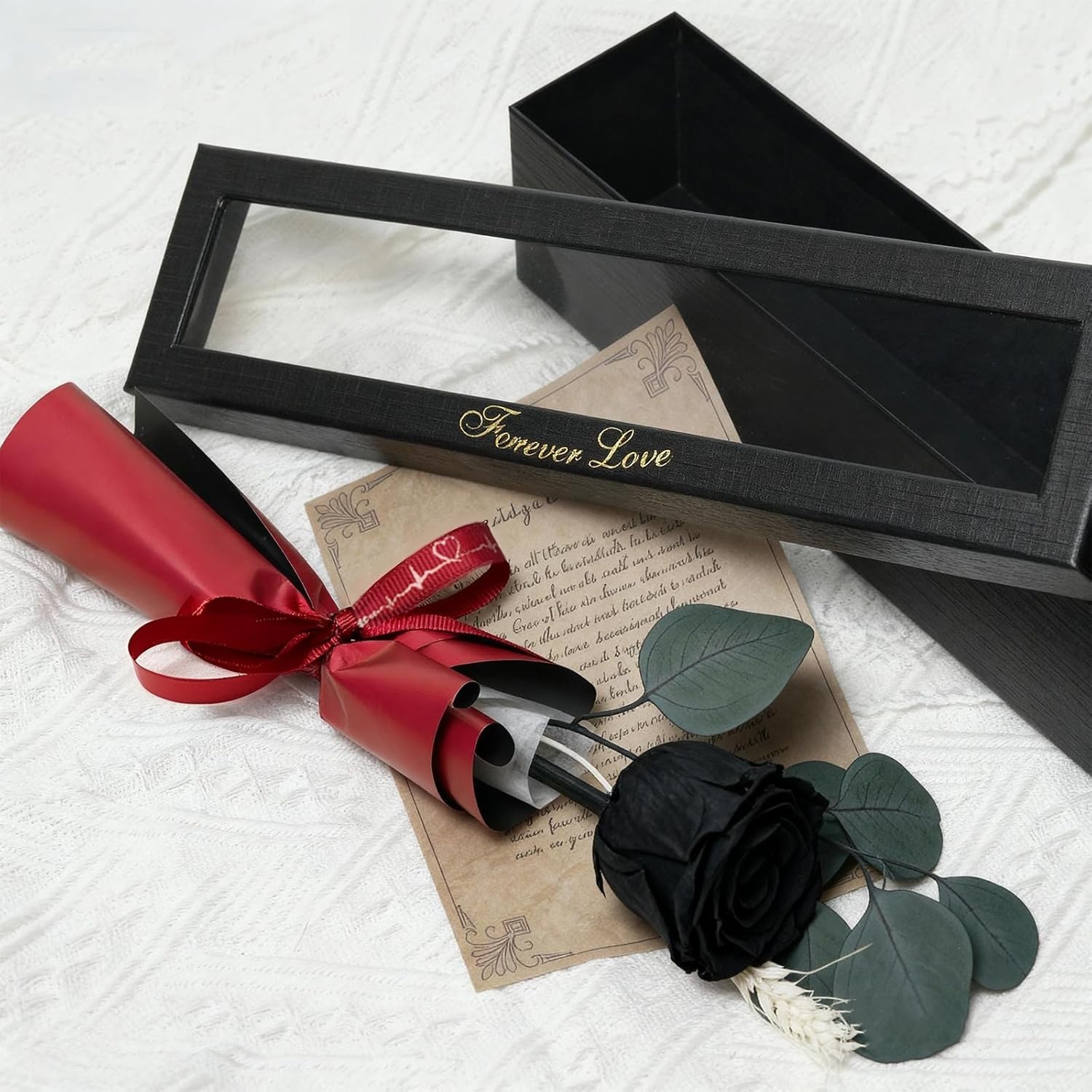 Delicate Black Preserved Roses Gift Box – Perfect for Anniversaries & Birthdays
