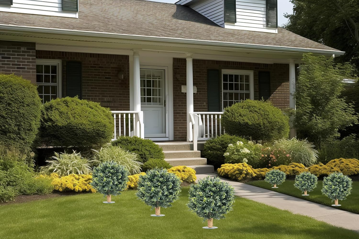 27″ UV Resistant Artificial Boxwood Ball Bush – 2 Pack for Indoor/Outdoor Use