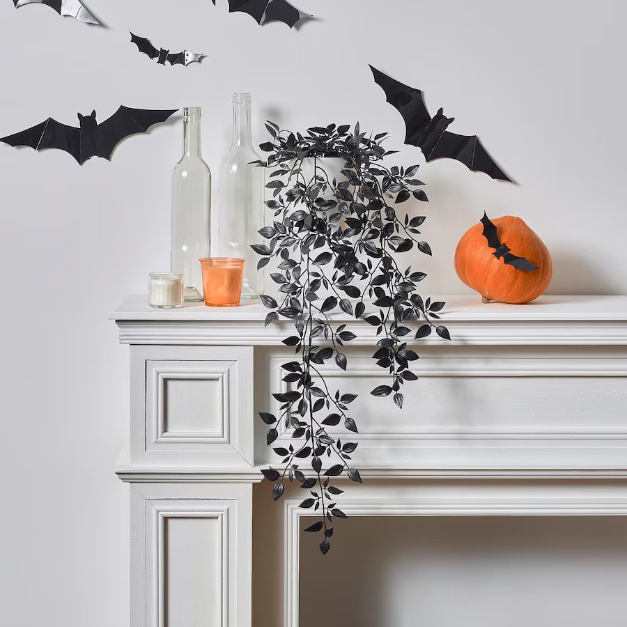 X2 Ikea KUSTFYR Black Artificial Potted Plants Halloween 27″ 405.923.64