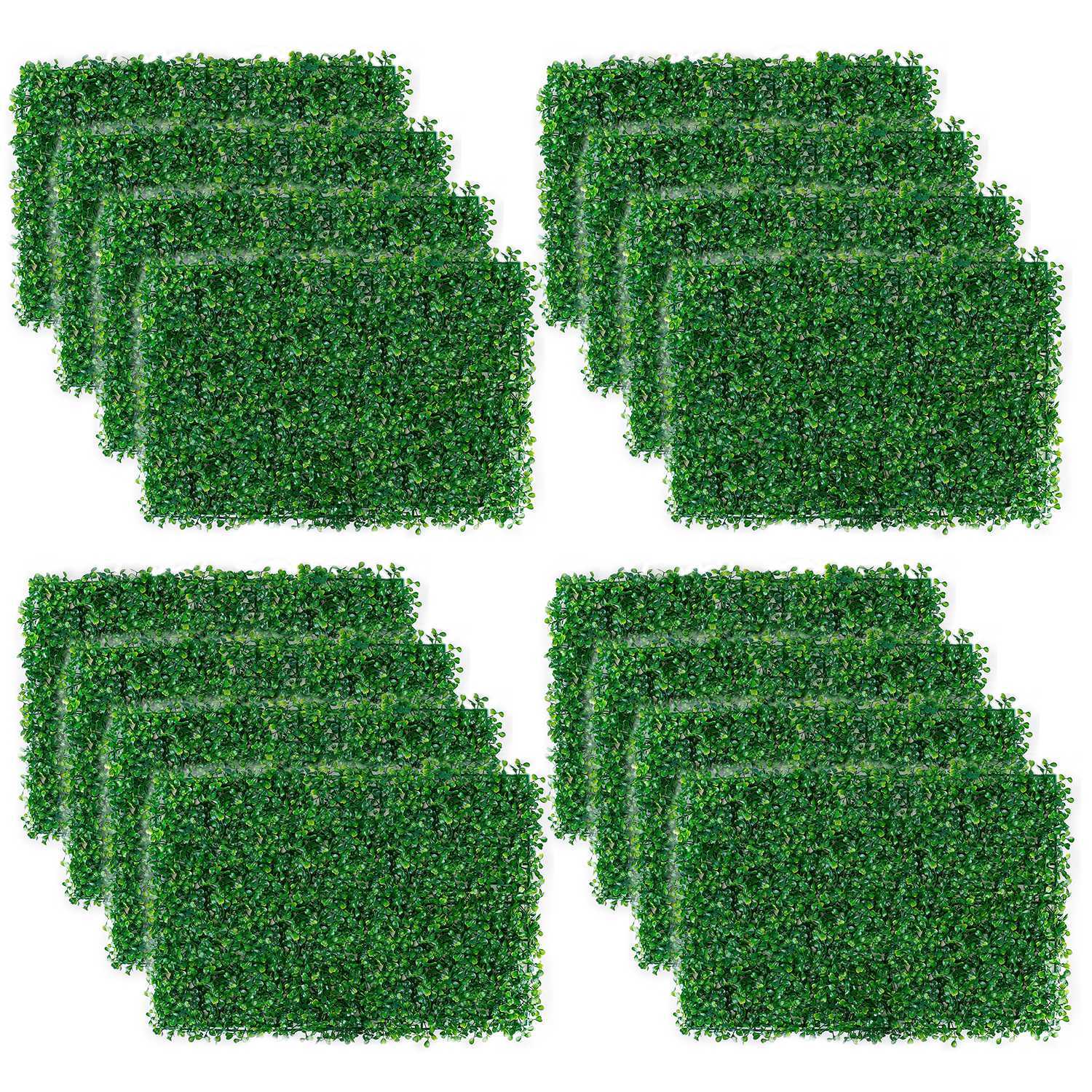 12Pcs 24″ x16″ Artificial Boxwood Mat Turf Grass Mat Privacy Fence Panel Grass