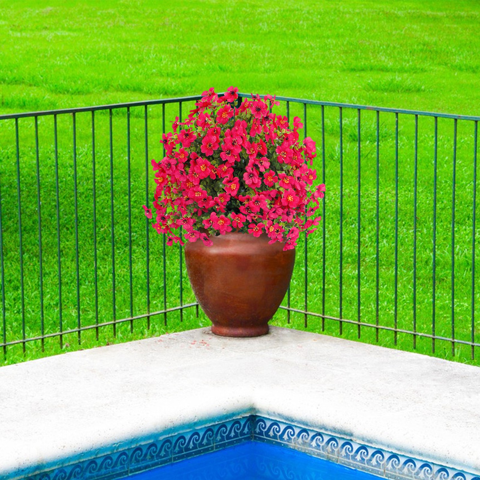 2Pcs Artificial Violet Flower Faux for Indoor Outdoor Garden Porch Patio Wedding