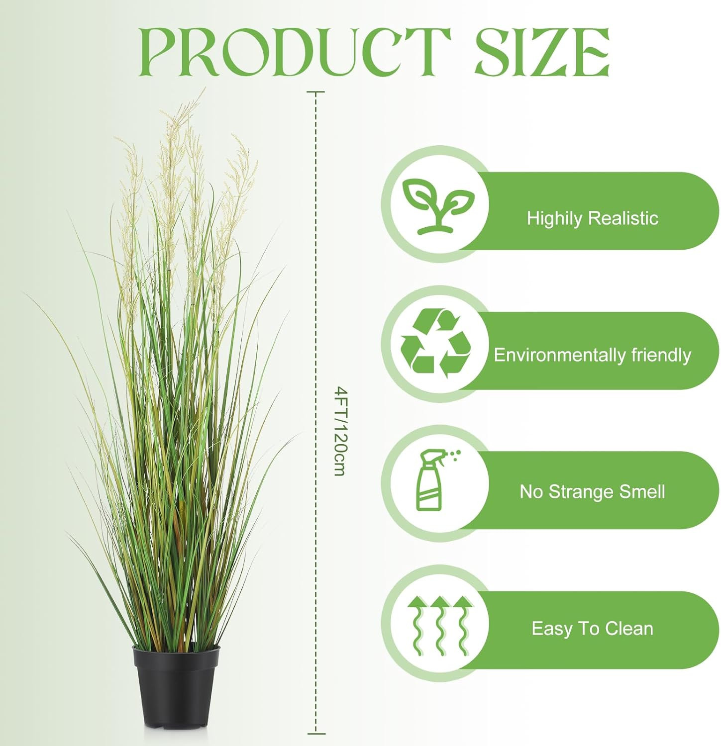 4 Ft Tall Faux Pampas Grass in Pot – 2 Pcs Artificial Greenery Decor