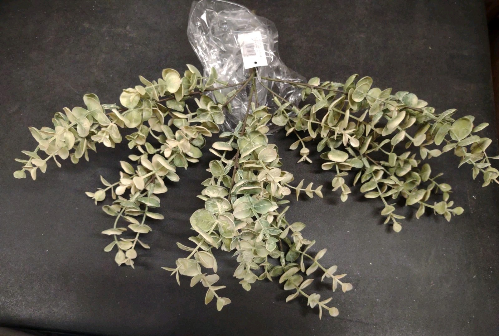 Plastic Spiral Eucalyptus Bush Variegated White & Sage 6 Branch 13″ Baby Euc