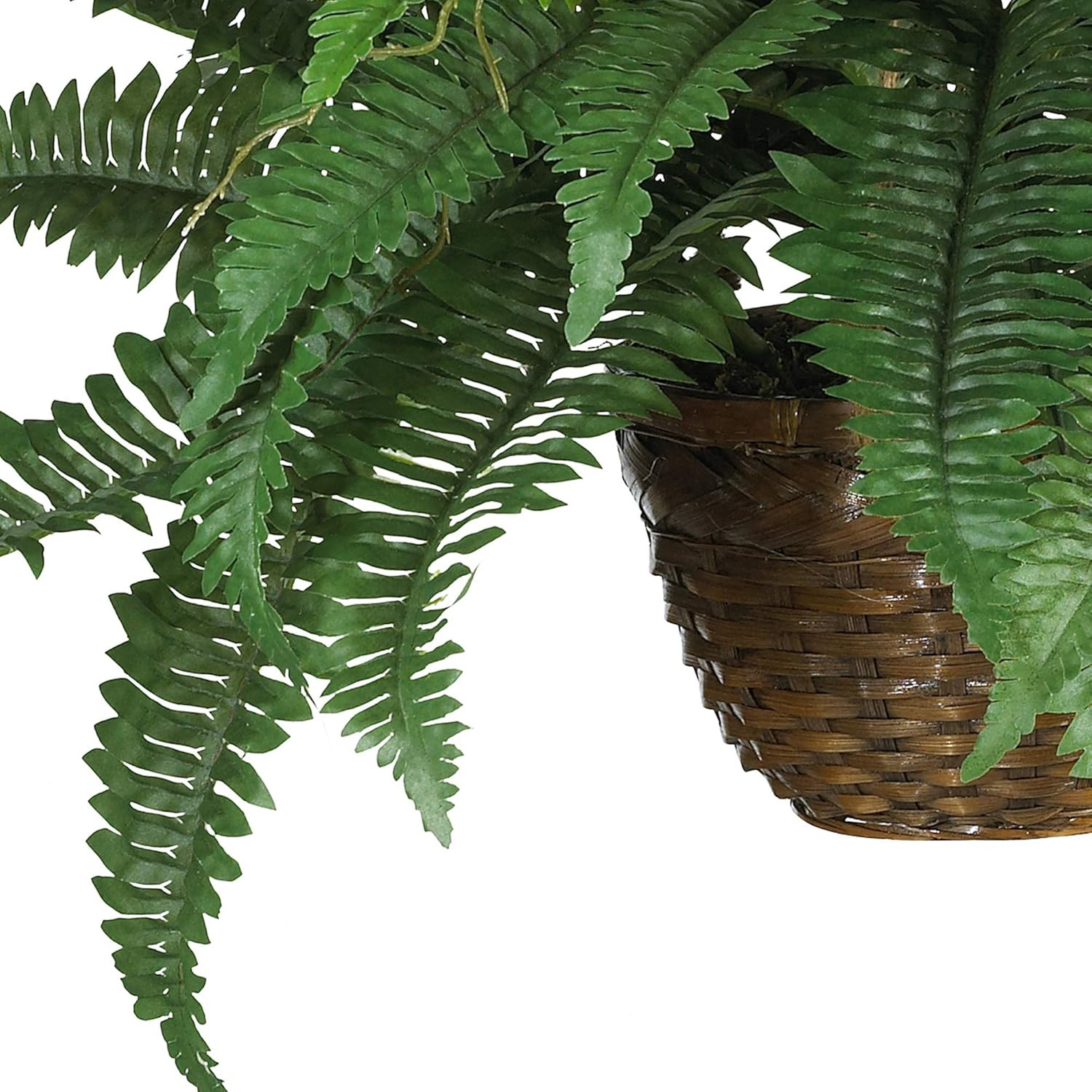 6599 18In. Boston Fern Artificial Plant in Hanging Basket, Green,29″ X 29″ X 18″