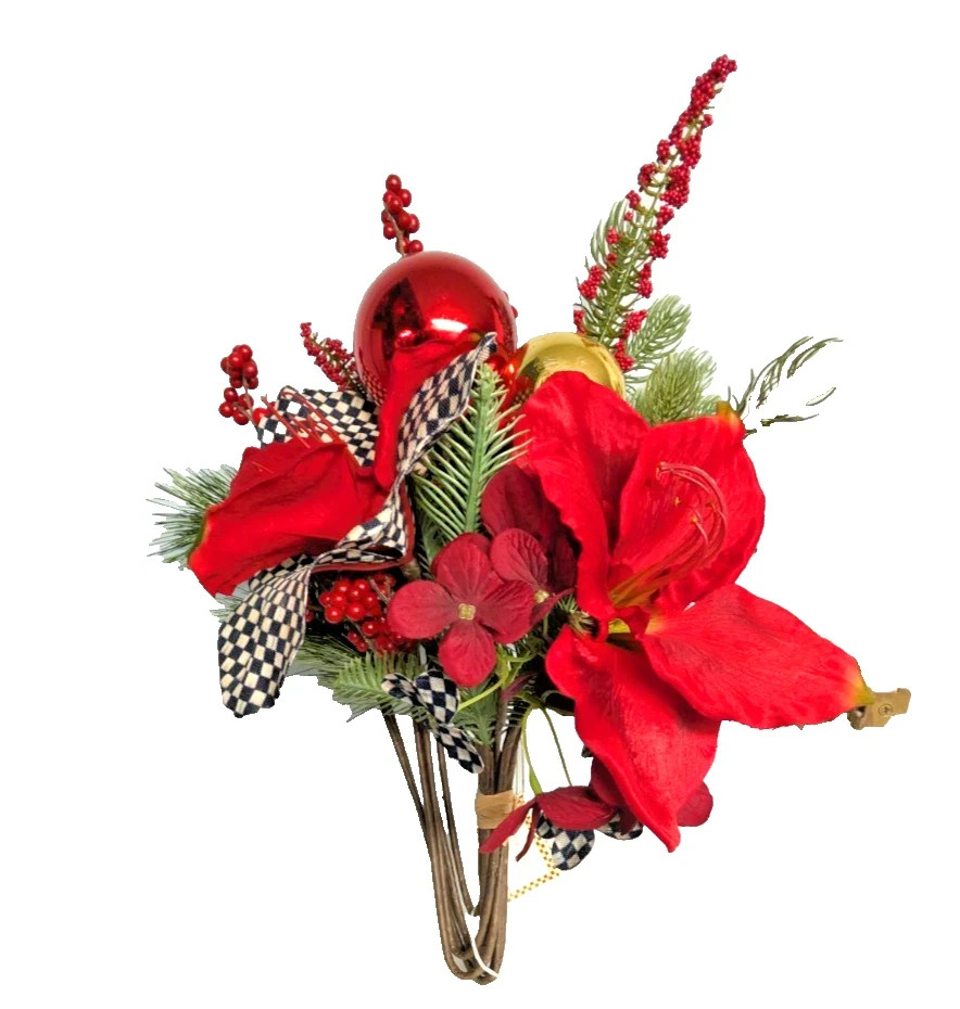 Mackenzie Childs Amaryllis large 6 stem Bouquet courtly flowers 24″ NEW w/ tags