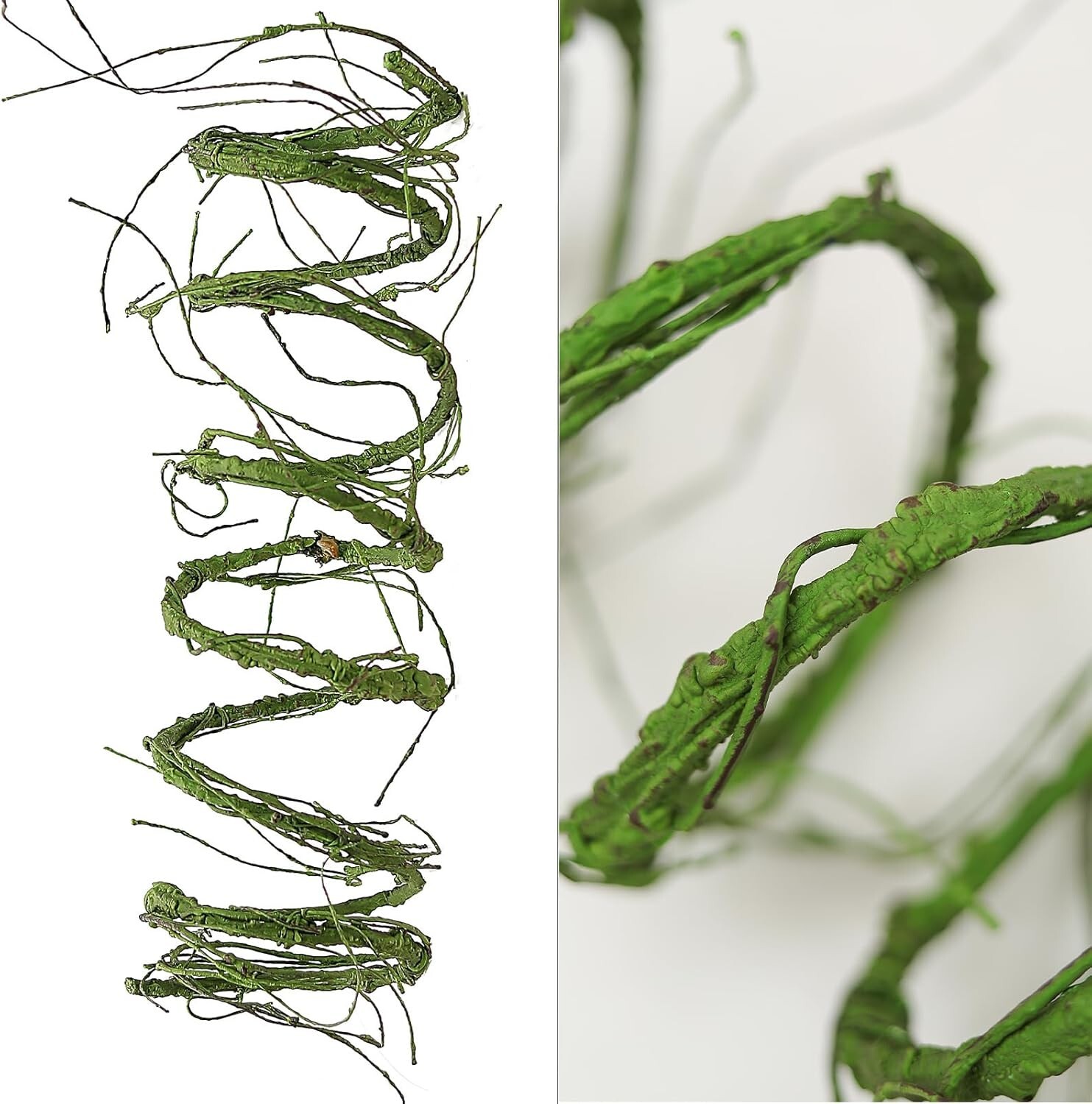 300cm/118inch Flexible Artificial Tree Branches Fake Tree Trunk Small Green