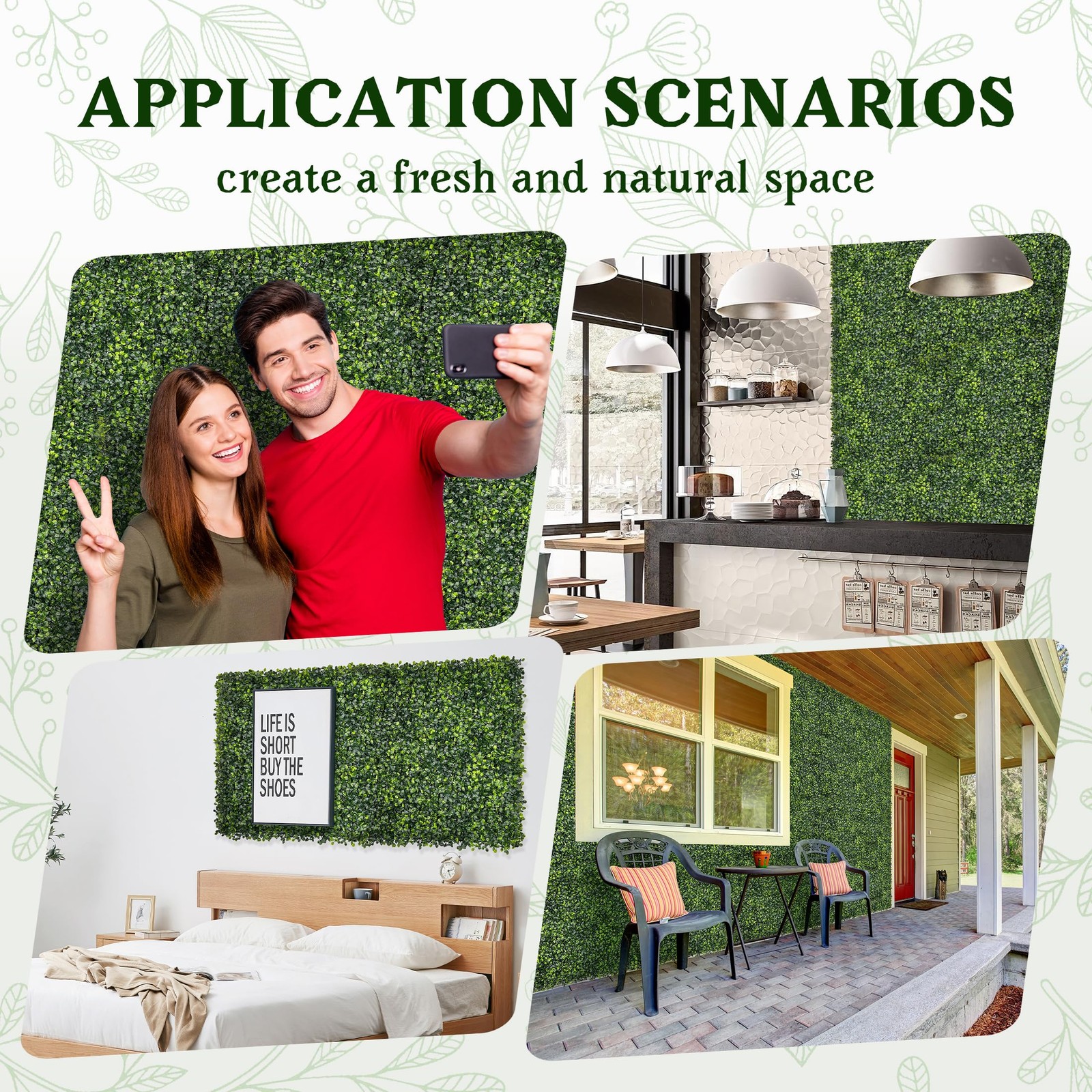 10″x10″ 12 Pieces Artificial Greenery Boxwood Privacy Fence Screen