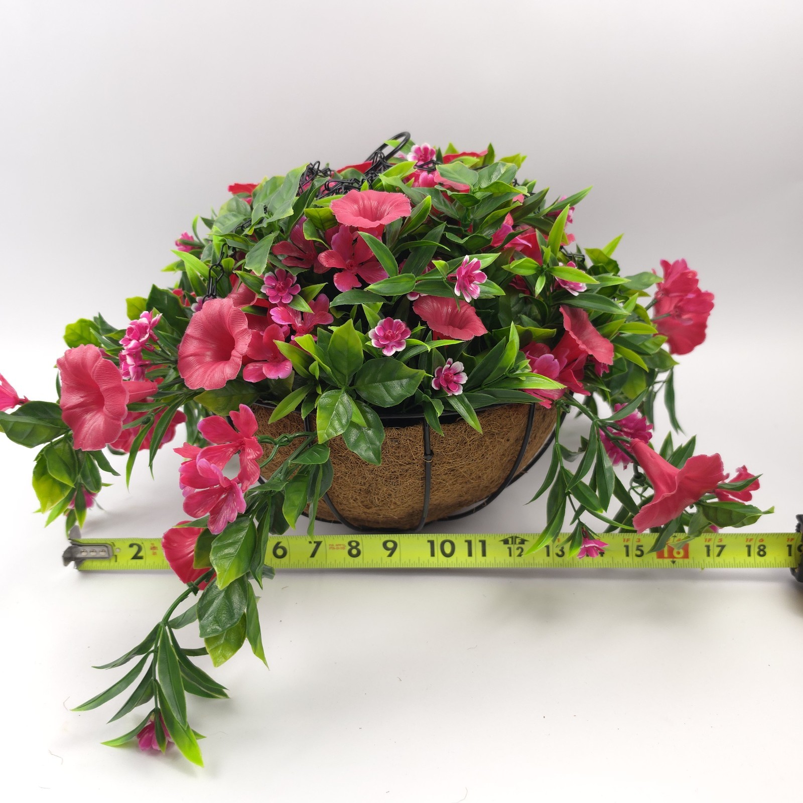 Wicker Park 18″ Cascading Pink Petunia and Wildflower Hanging Basket