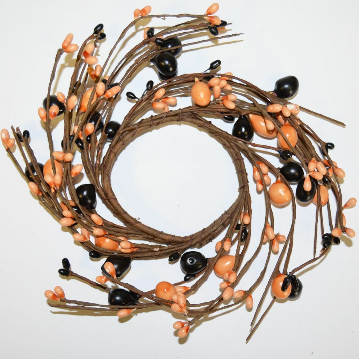 2.5″ Pip Berry Candle Ring Wall Wreath Farmhouse Black & Tan Craft Wedding Pips