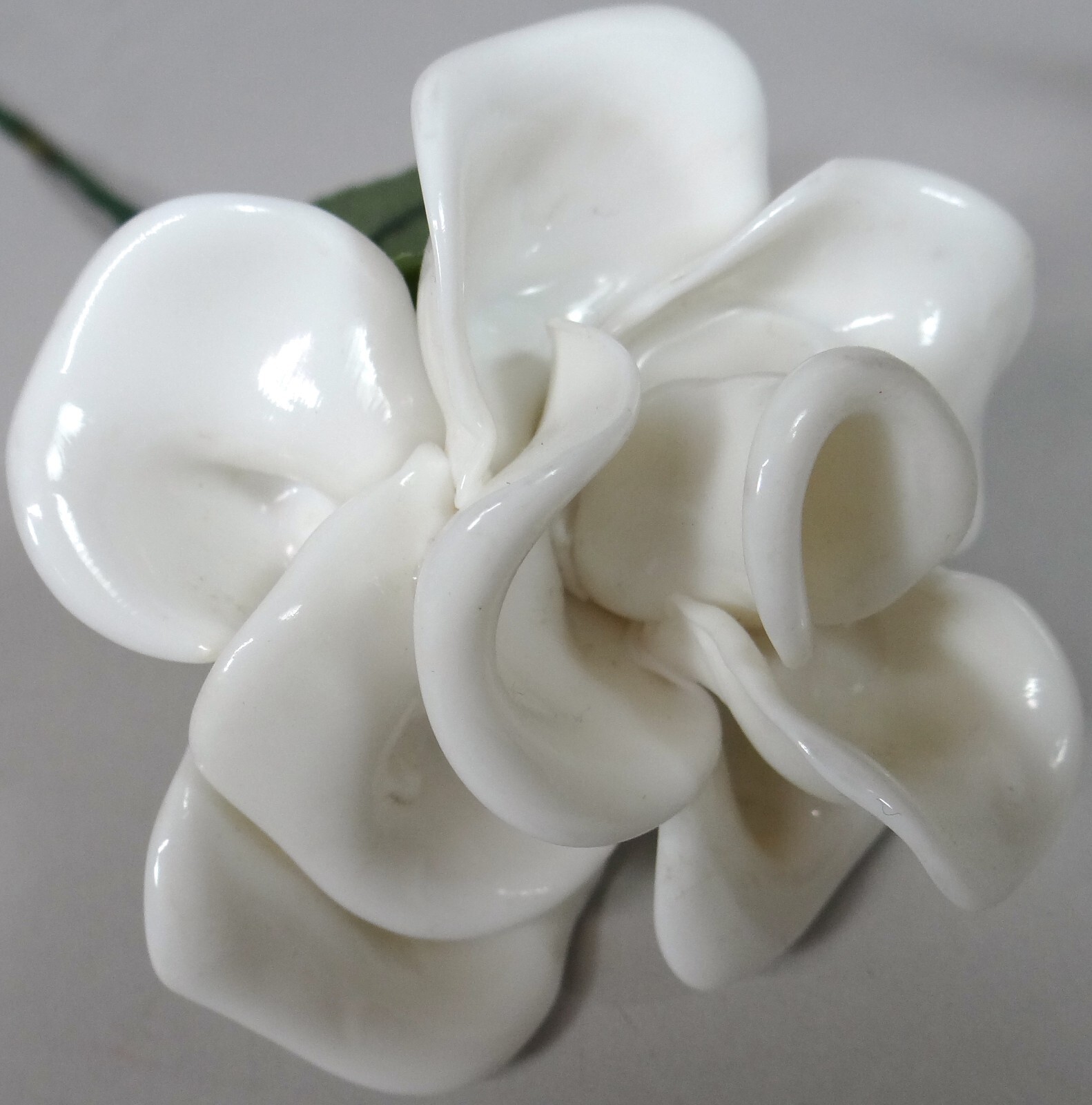 Vtg Melted Plastic Flowers Red White Blue Roses Artificial Stem Leaves 10in Cool