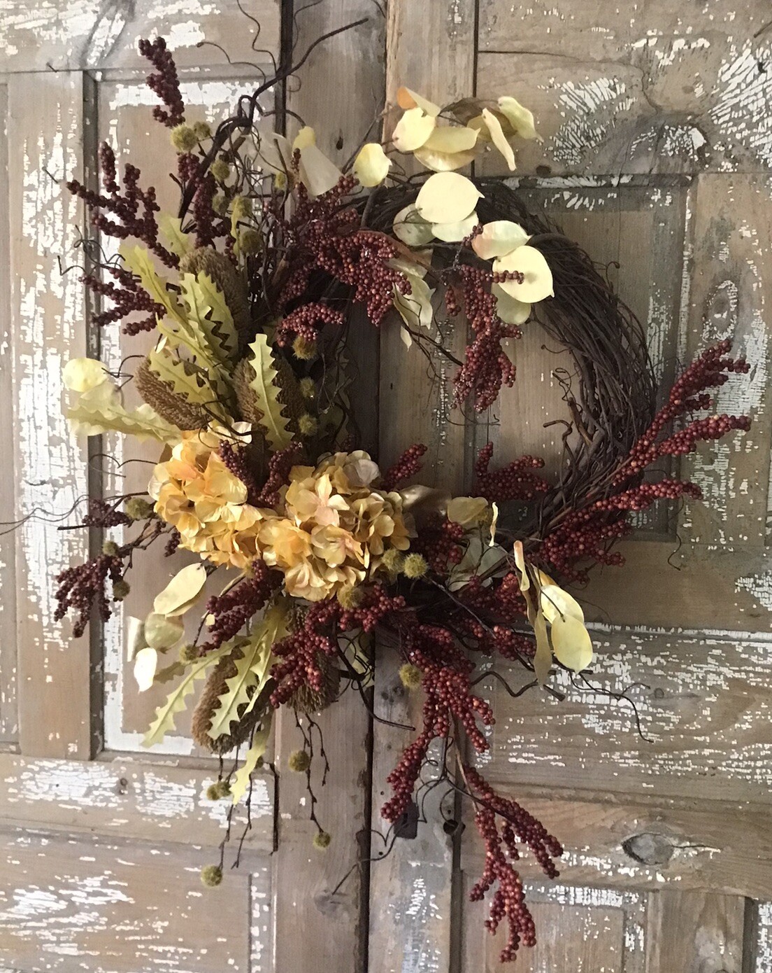 Handmade Designer Wreath Fall Neutral Winter 24” Door Wreath One Of A Kind