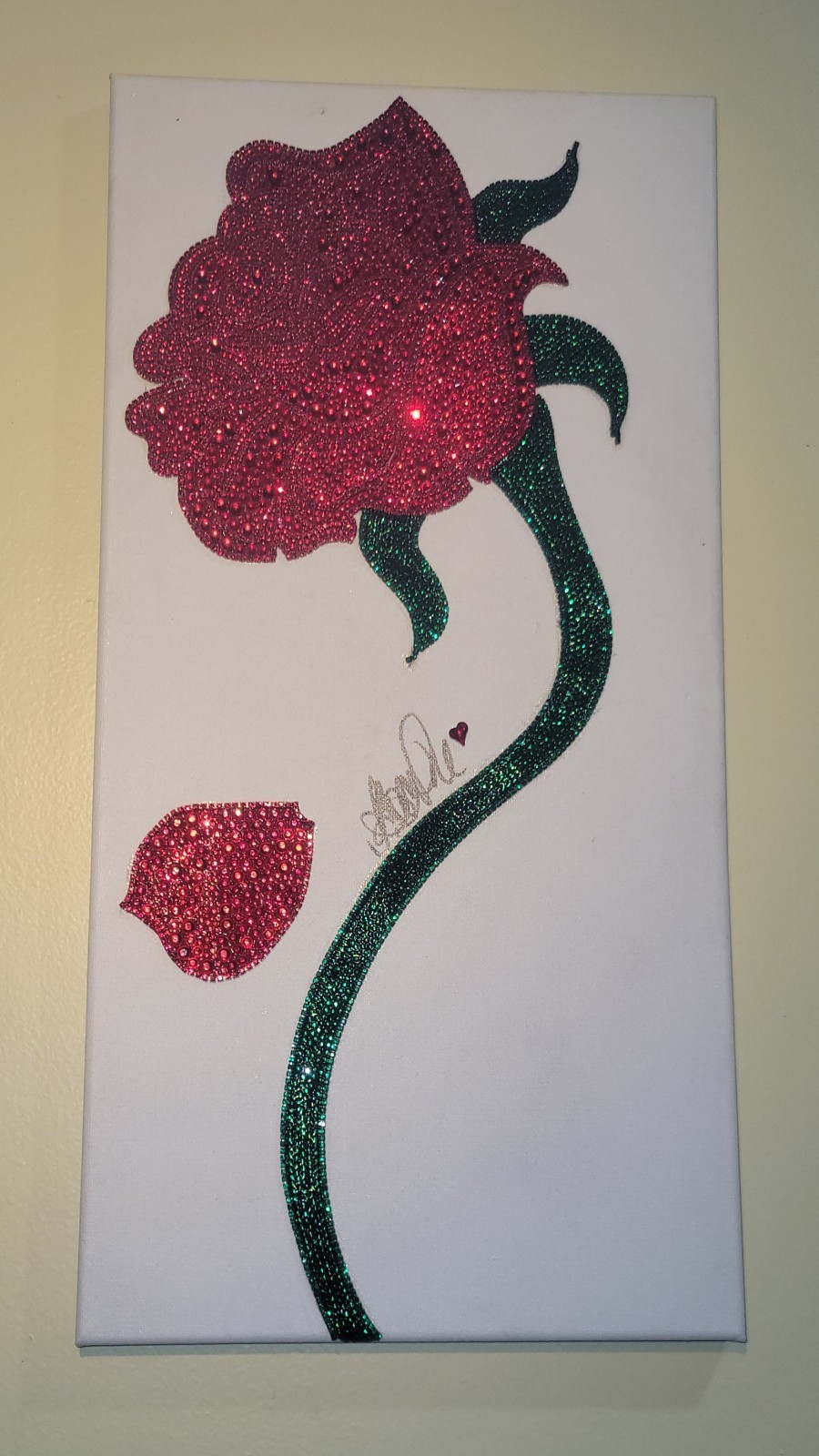 Forever Red Rose Rhinestone Art
