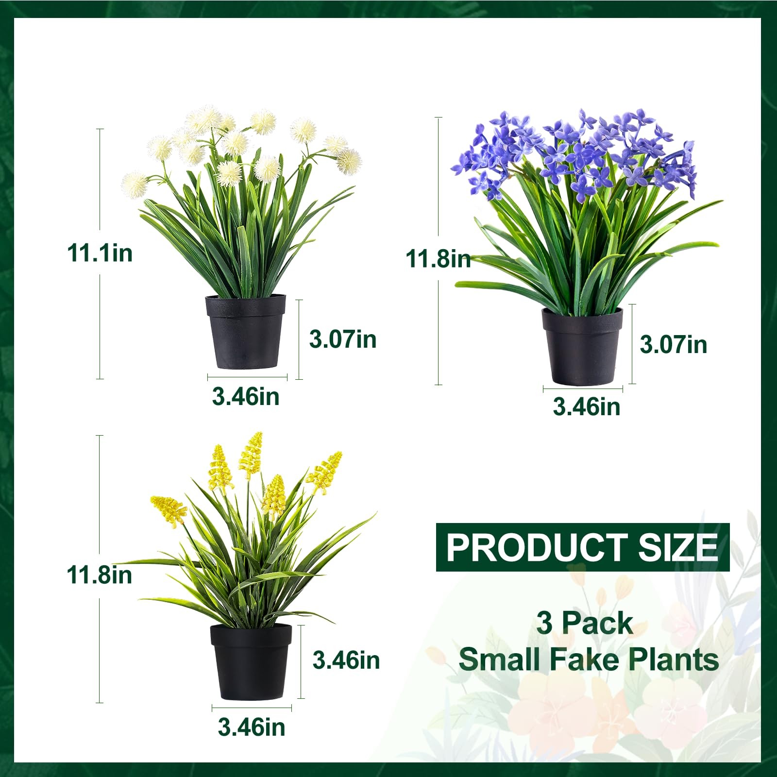 Yarmare 3 Pack Fake Small Plant Artificial Potted Flowers for Home Decor Fake…