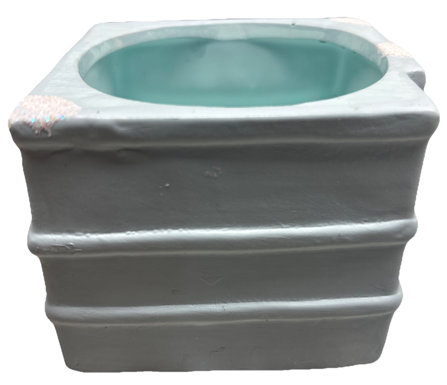 Plant Pot Christmas Baby Blue Gingerbread House Ceramic—SHIPS IN 24 HOURS—4×4 In