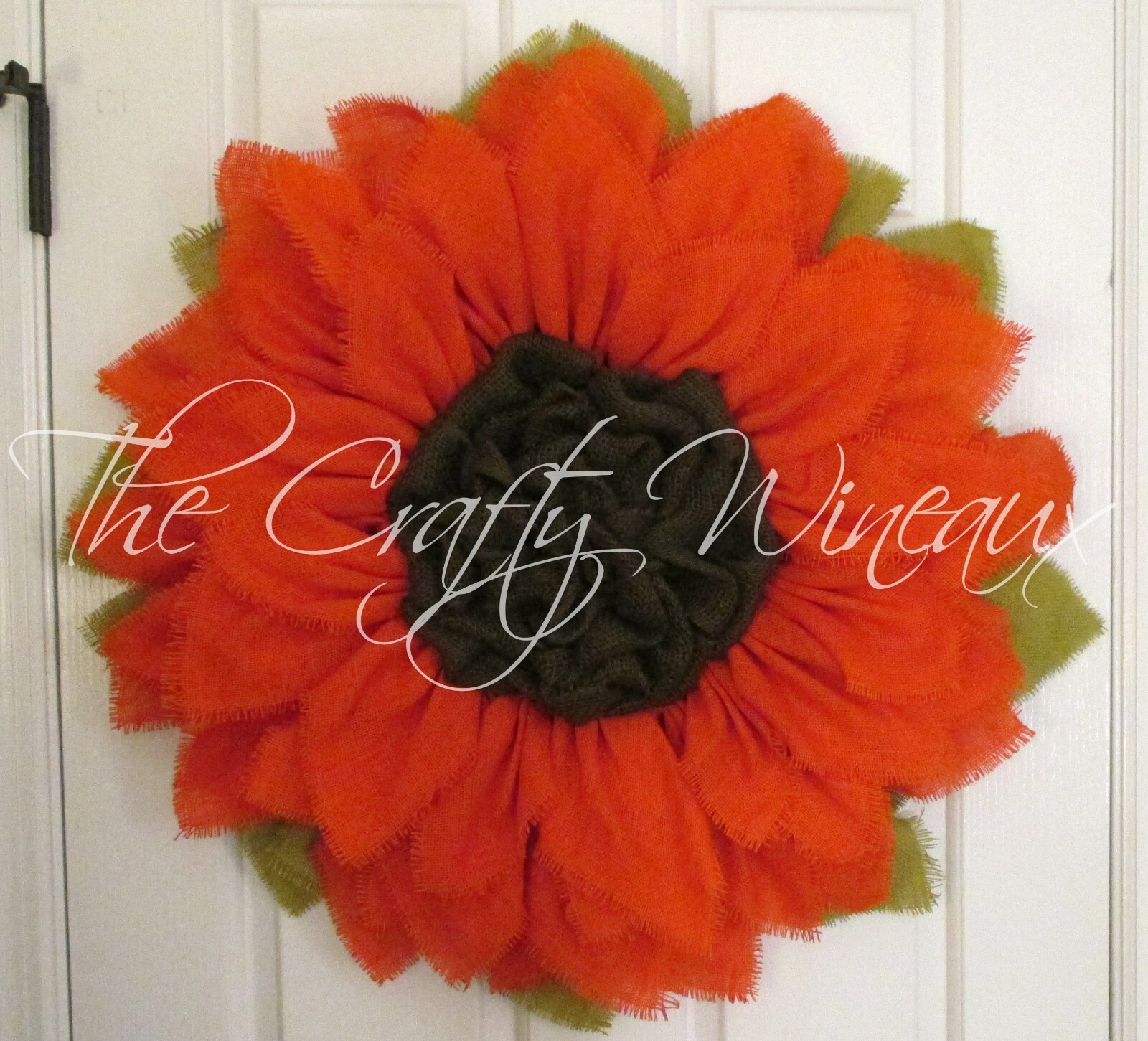 The Crafty Wineaux – Extra Large 30″ Rich Tangerine Burlap Sunflower Wreath