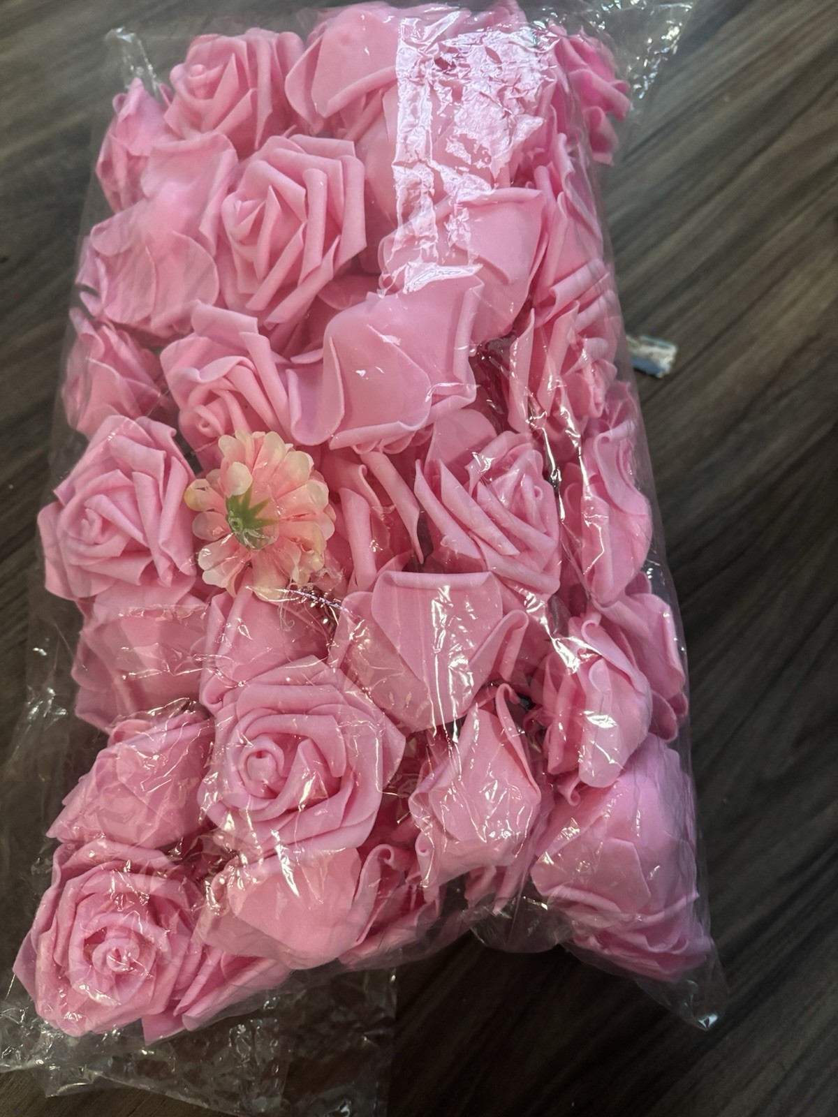Pink Artificial Foam Rose Flower Heads, Individual Floral Wall Decor