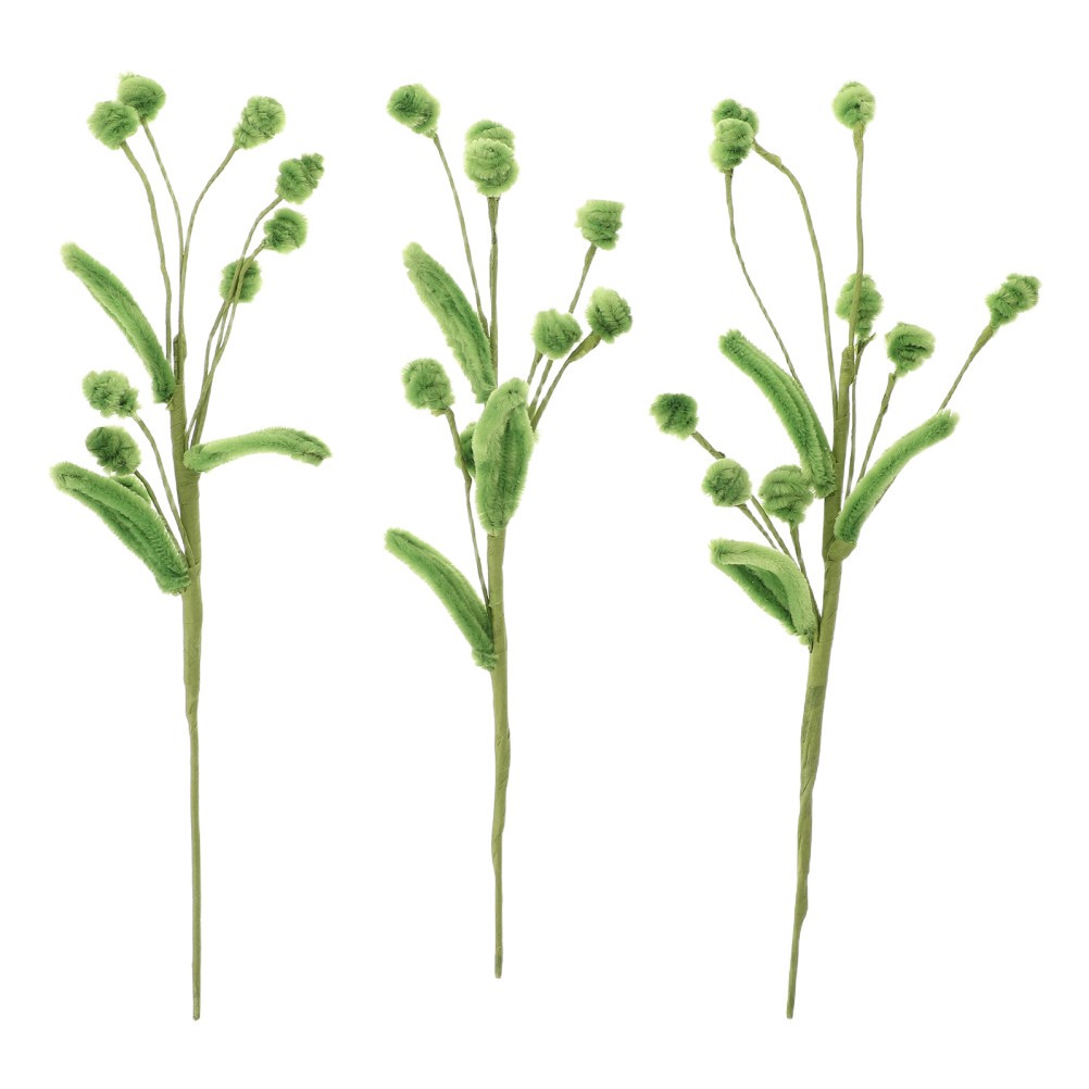 3Pcs Green Chenille Stems Crafts Pipe Cleaners Crochet Flowers Bouquet