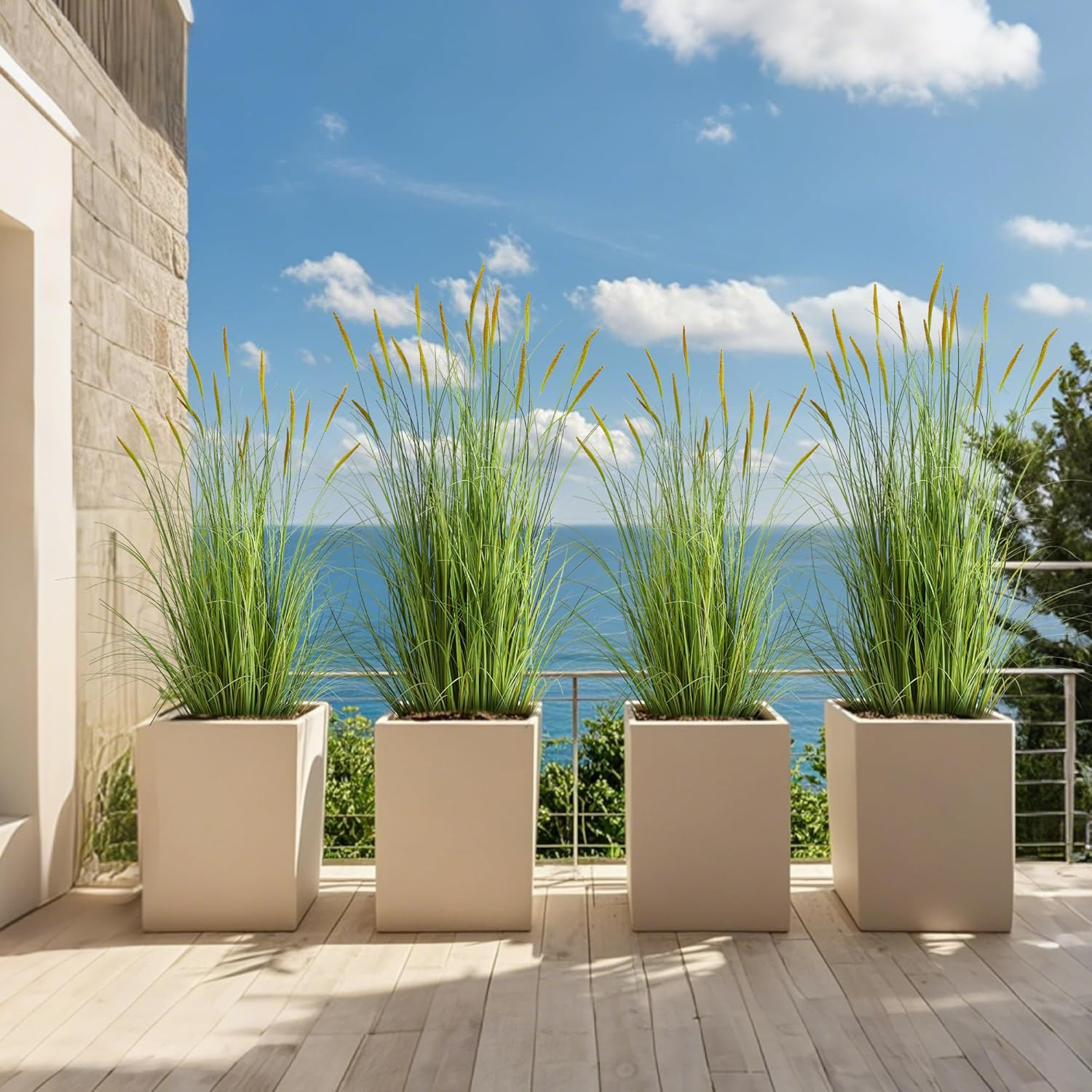 4Ft Faux Cattail Grass Plant for Home & Office Decor, Greenery Gift