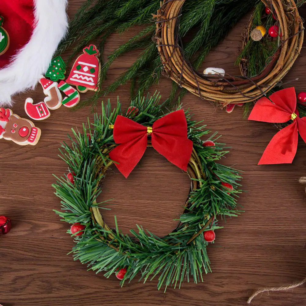 4 In. Brown Artificial Grapevine Wreath 16-Piece Set for Holiday Wedding Party D