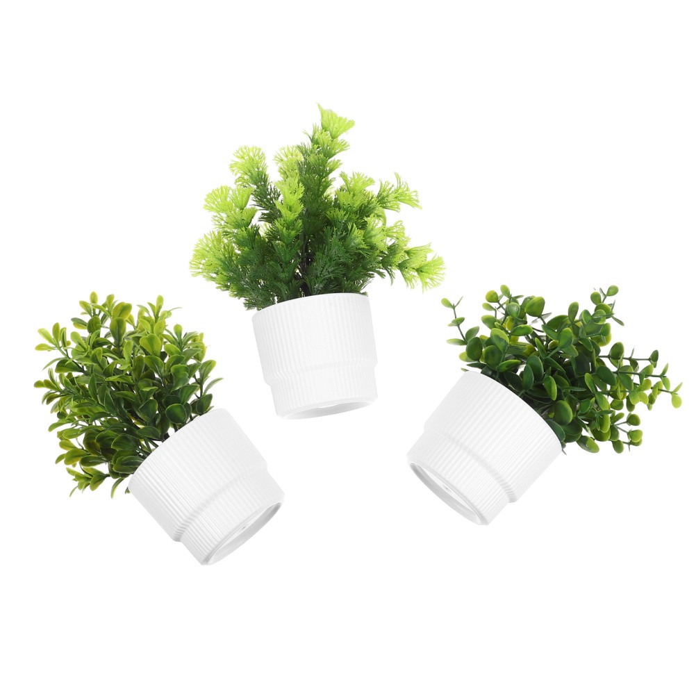 3 Pcs Artificial Plants with Pot Office Desk in Eucalyptus Fake Potted