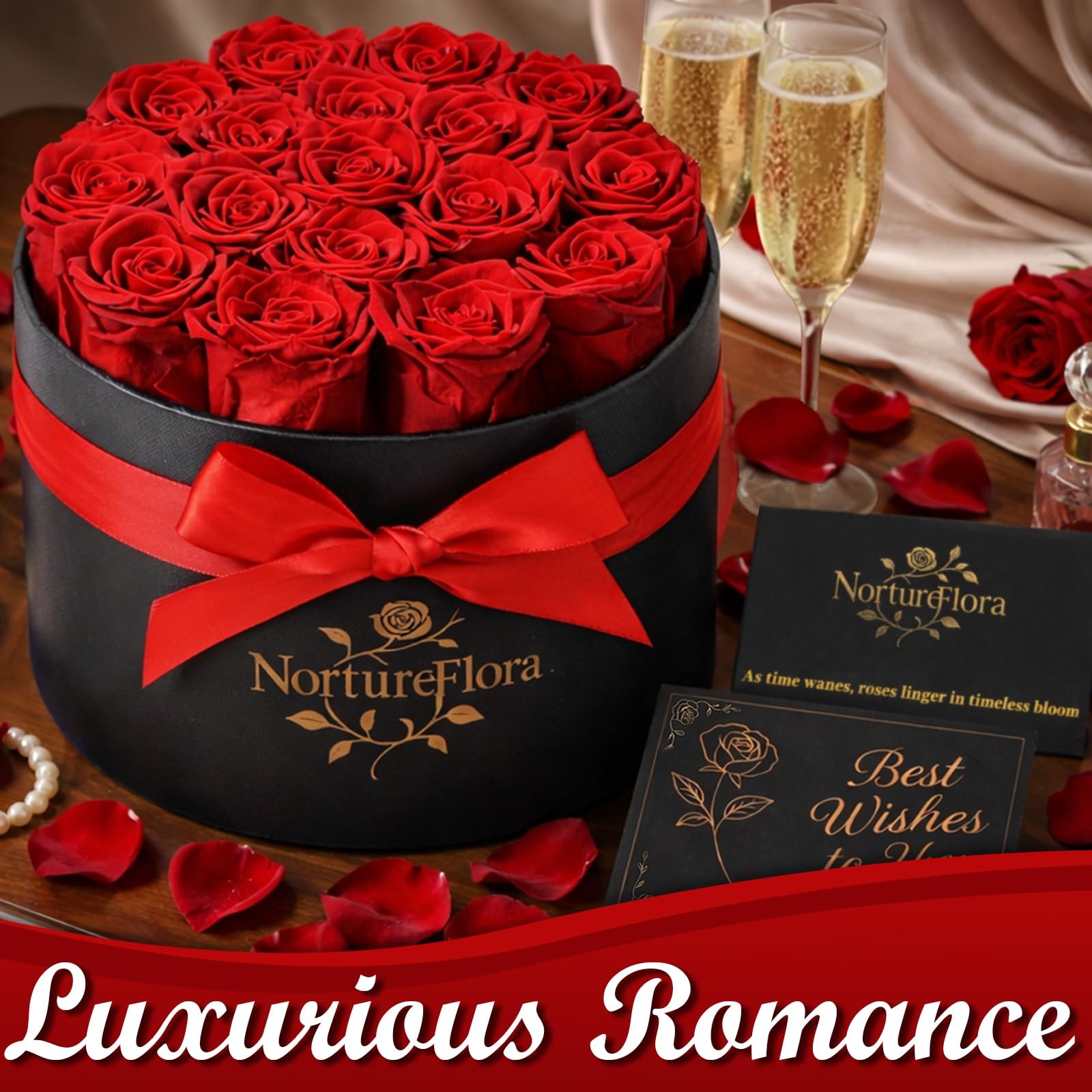 17 PCS Forever Preserved Red Roses Gift Real Flowers In Box Anniversary Her