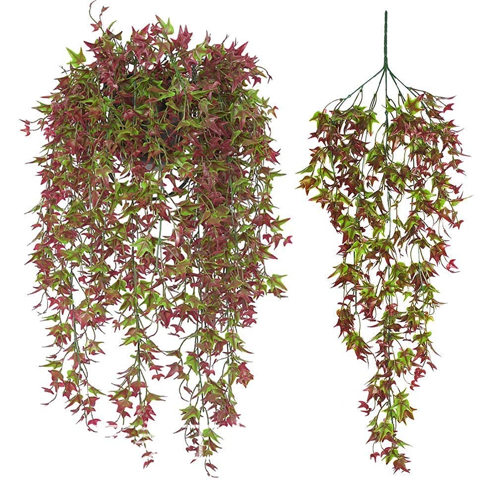 Artificial Hanging Vine, Sweet Potato Leaves Plastic Plants Greenery Faux Ivy…