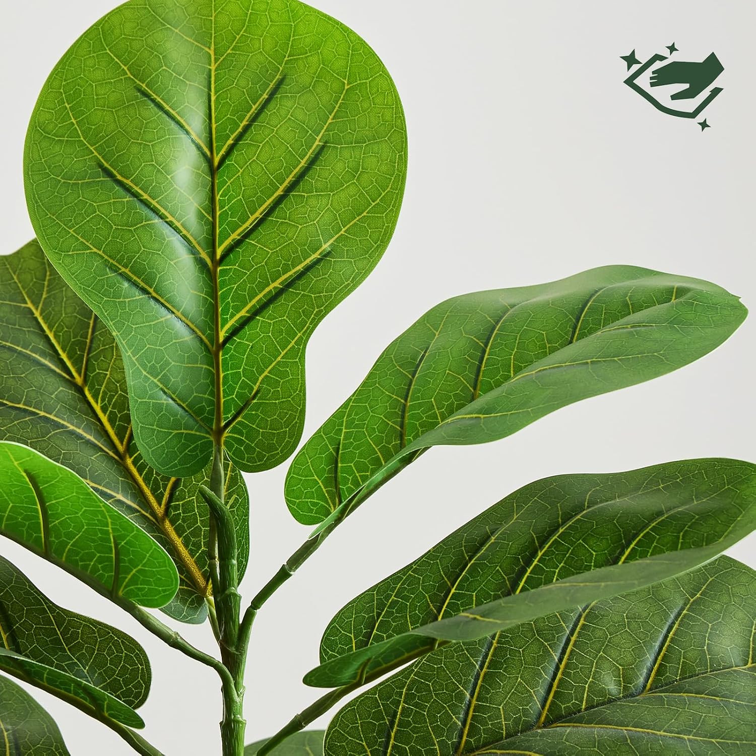 2 Pack 30″ Faux Fiddle Leaf Fig Trees with Wood-Grain Pots for Home Decor