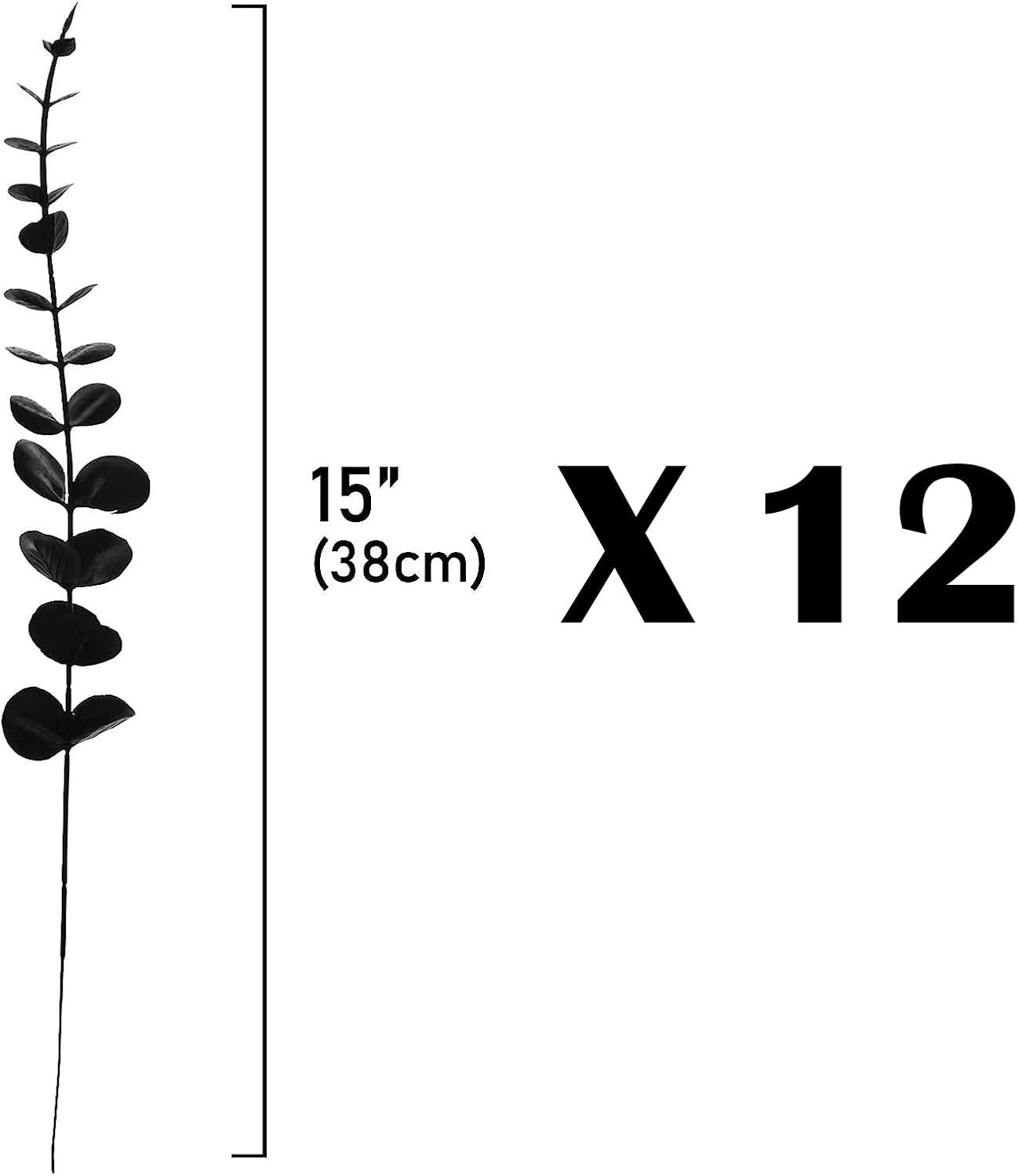 Plastic Eucalyptus Black Stems 12 Fake Faux Decorations Artificial Leaves Greene