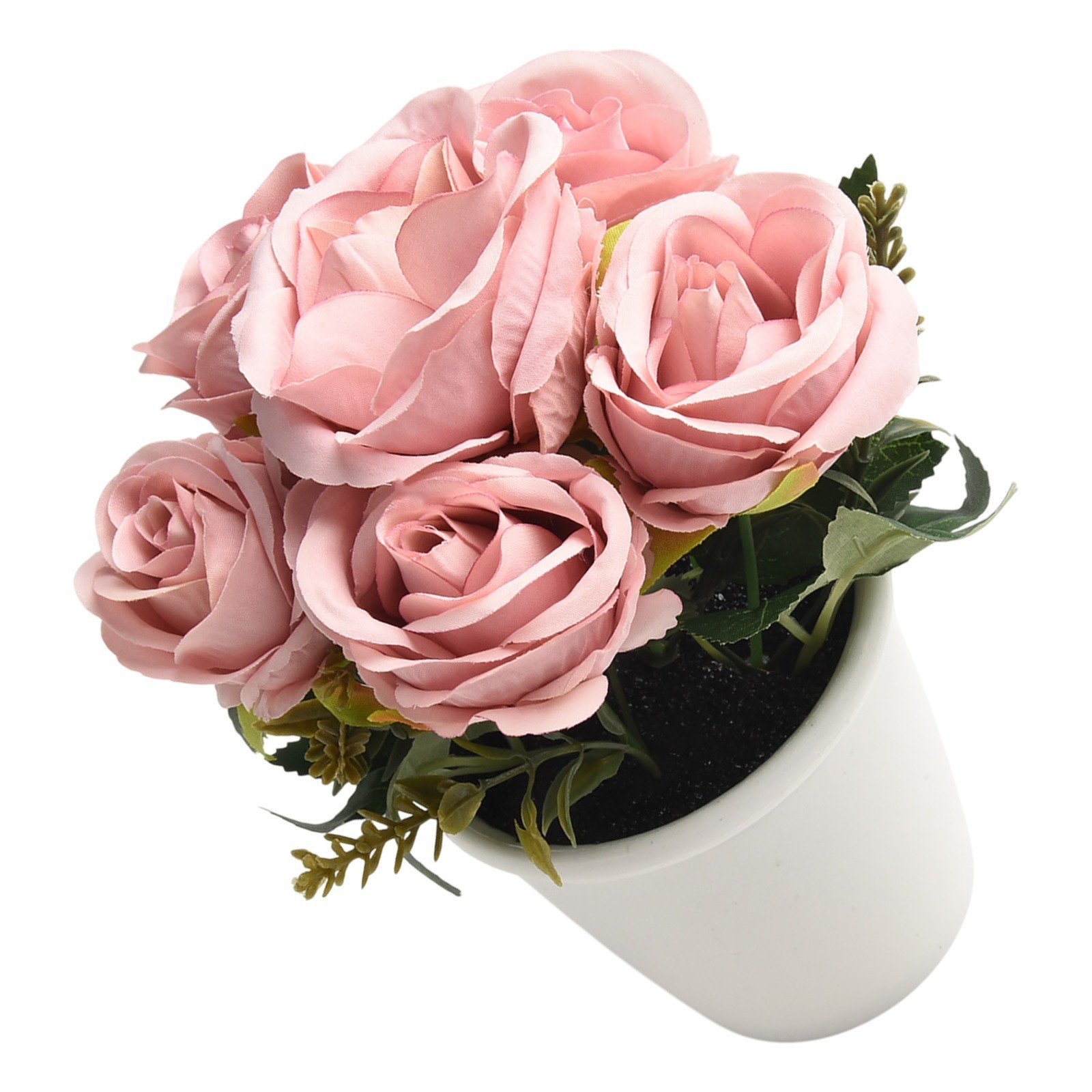 Artificial Rose Flower Small Tree Pot Fake Plants Potted Decoration Garden Decor