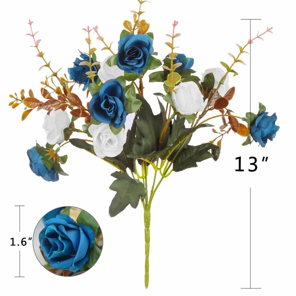 4 Bunches of Artificial Roses.。48 Small Roses，Plastic Silk Flower Suitable fo…