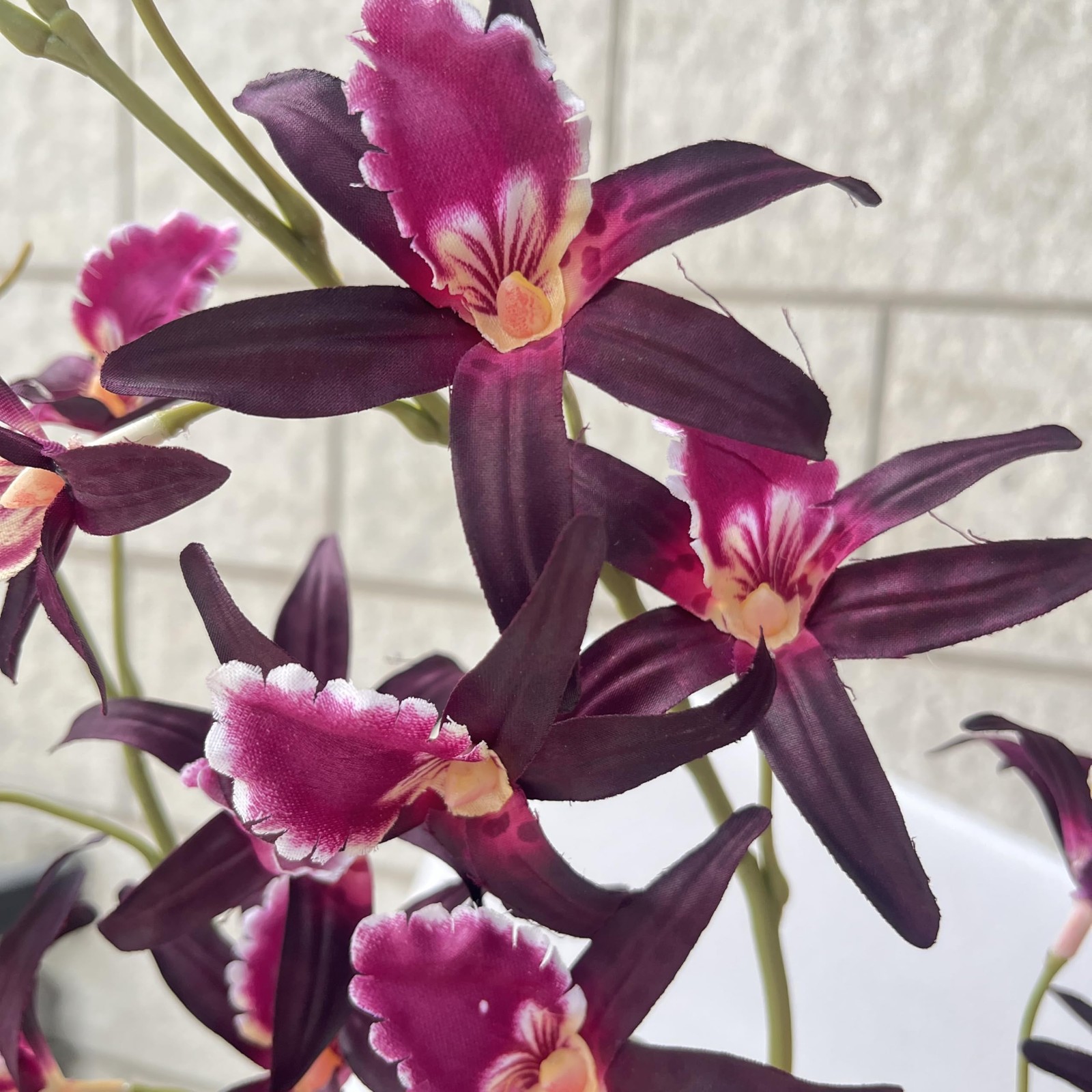 2 PCS 35.4 Inch Artificial Dendrobium Orchid Faux Silk Fabric Flower Decor