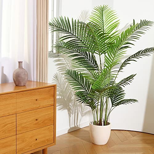 Fopamtri Artificial Areca Palm Plant 5 Feet Fake Palm Tree with 17 Trunks 2 Pack